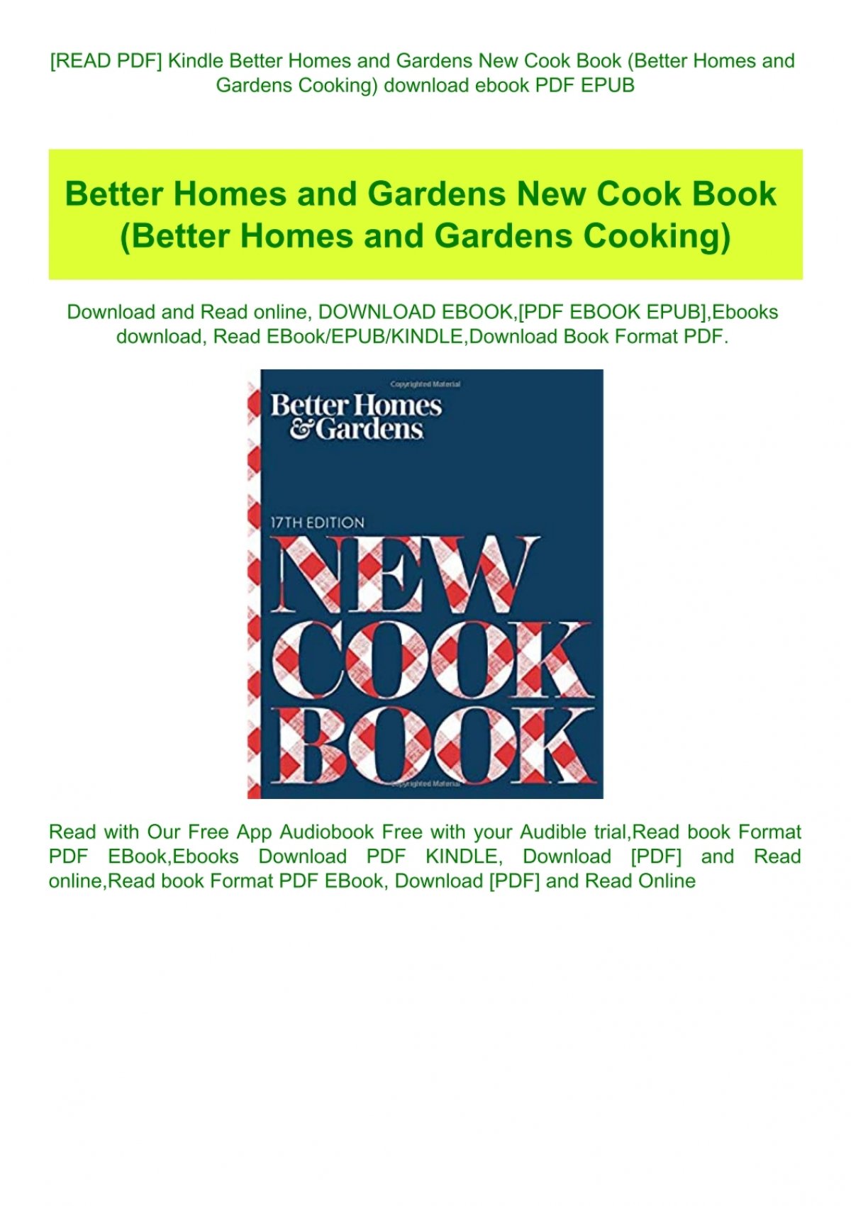Read Pdf Kindle Better Homes And Gardens New Cook Book Better Homes And Gardens Cooking Download Ebook Pdf Epub<script async src=