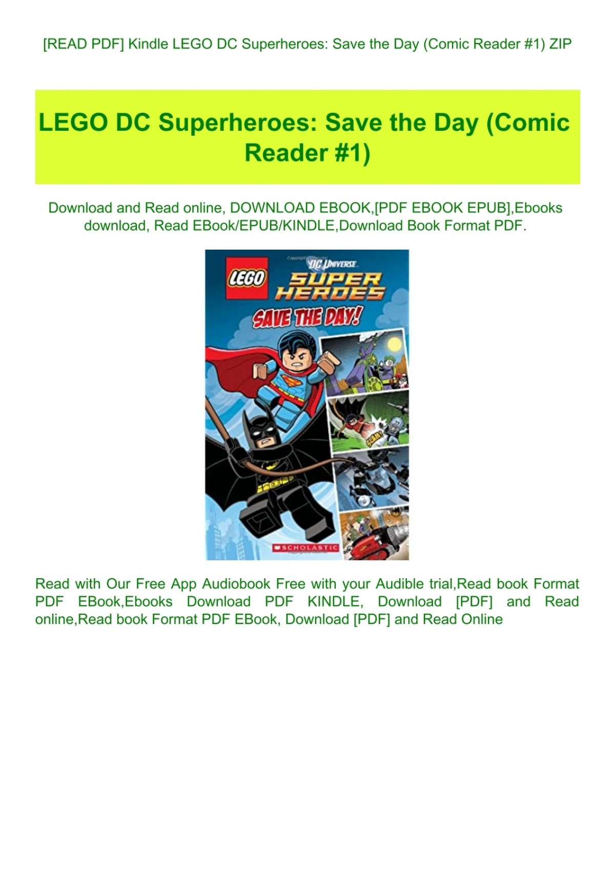 Read Pdf Kindle Lego Dc Superheroes Save The Day Comic Reader 1 Zip