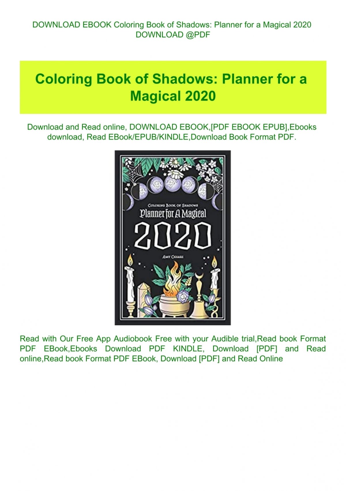 Download Download Ebook Coloring Book Of Shadows Planner For A Magical 2020 Download Pdf