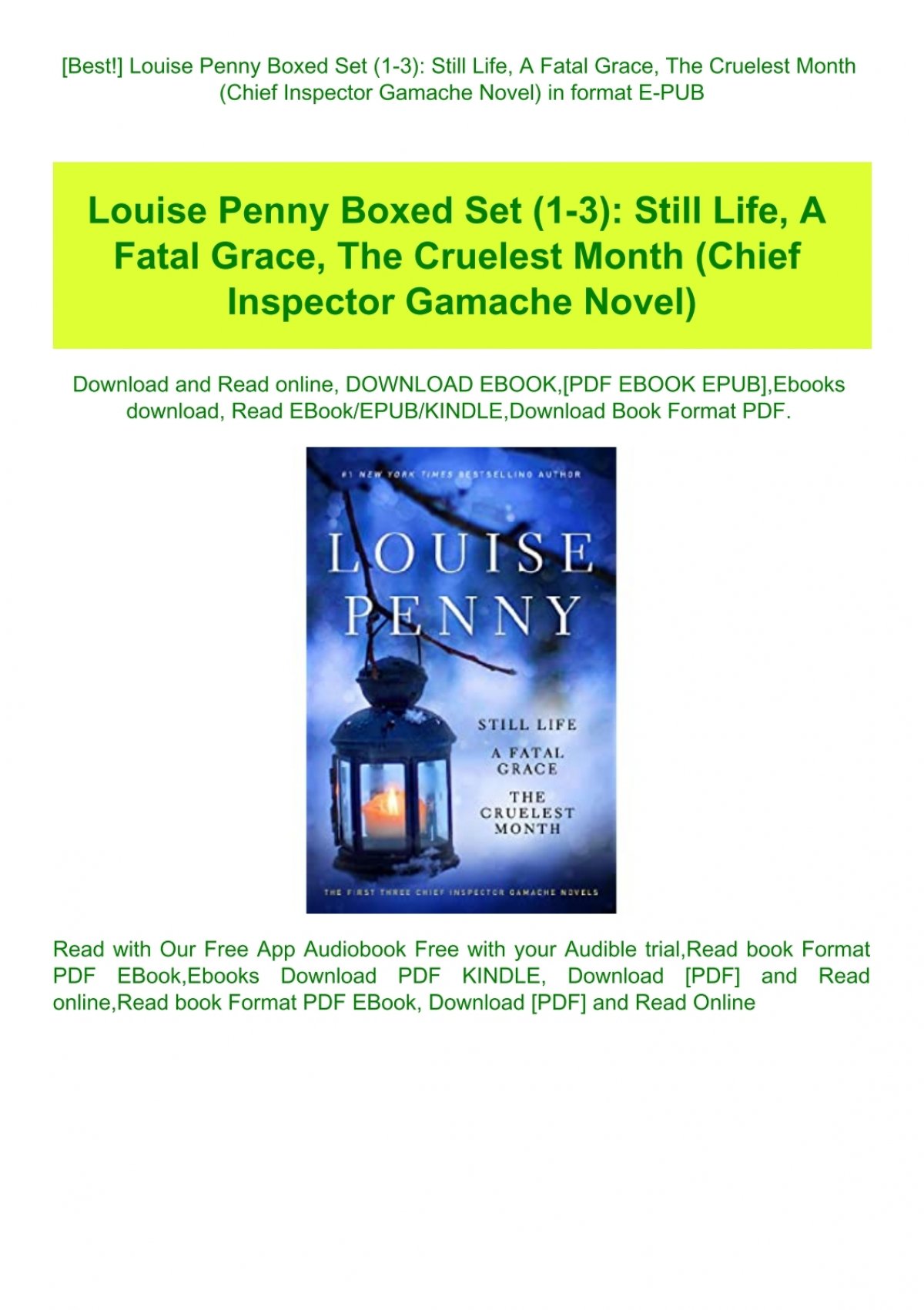 The Chief Inspector Gamache Series, Books 1-3 eBook by Louise