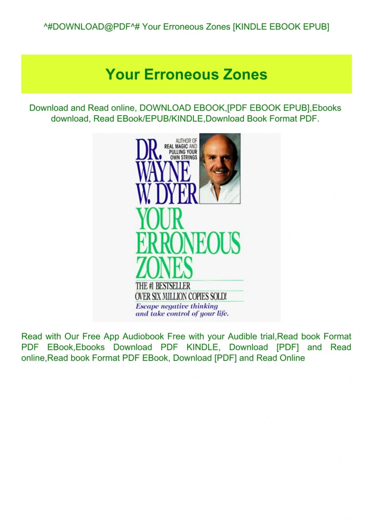 Your Erroneous Zones Book Pdf