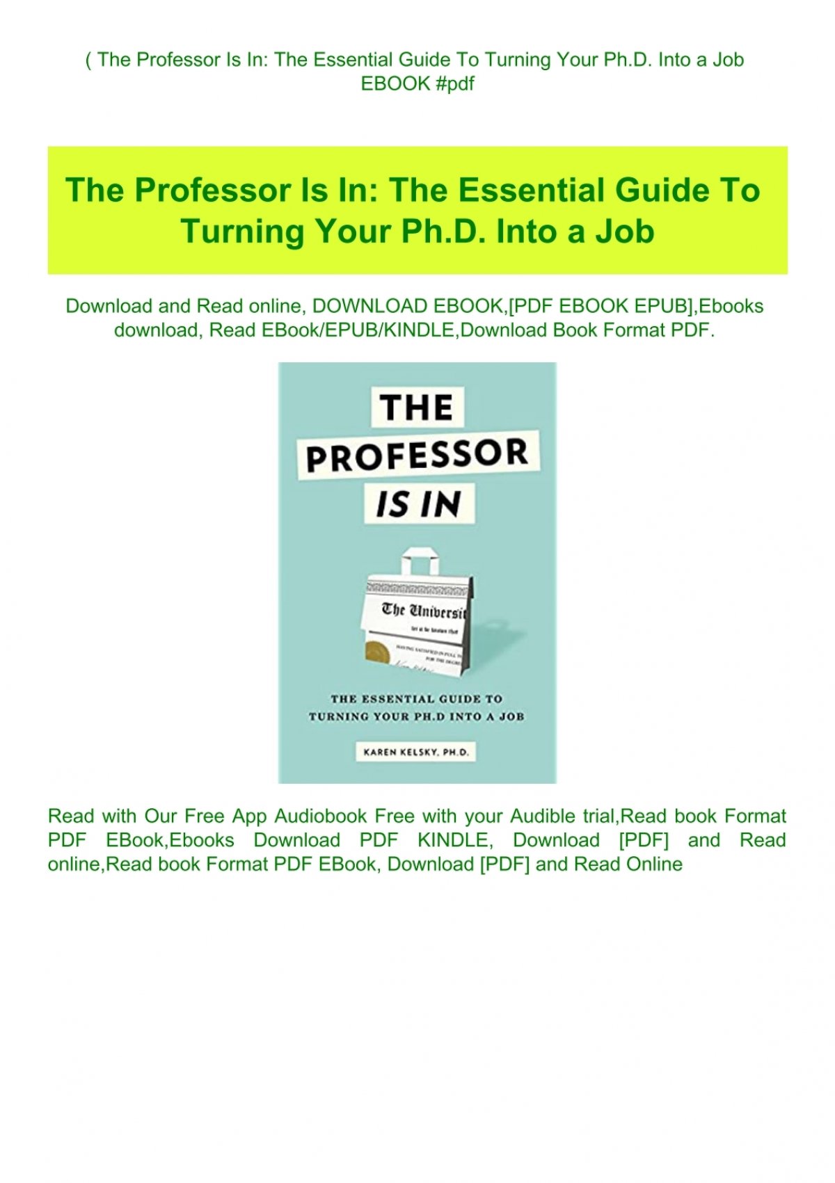The Professor Is In: The Essential Guide To Turning  