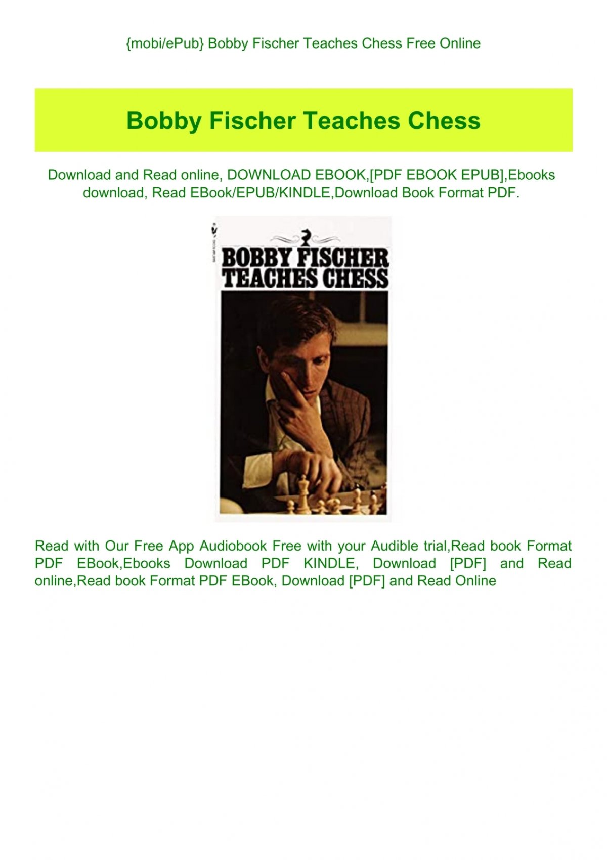 Mobiepub Bobby Fischer Teaches Chess Free Online