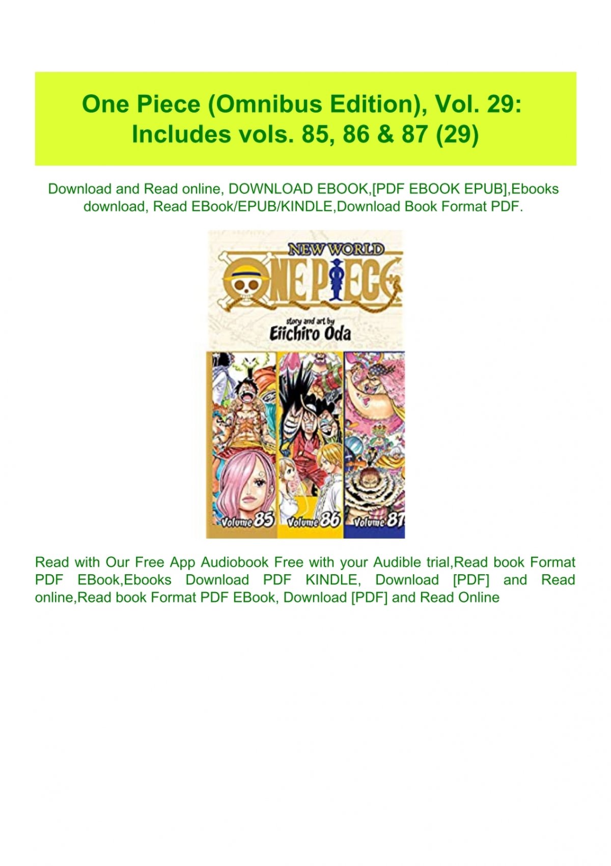 Read Pdf One Piece Omnibus Edition Vol 29 Includes Vols 85 86 Amp Amp 87 29 Free Ebook