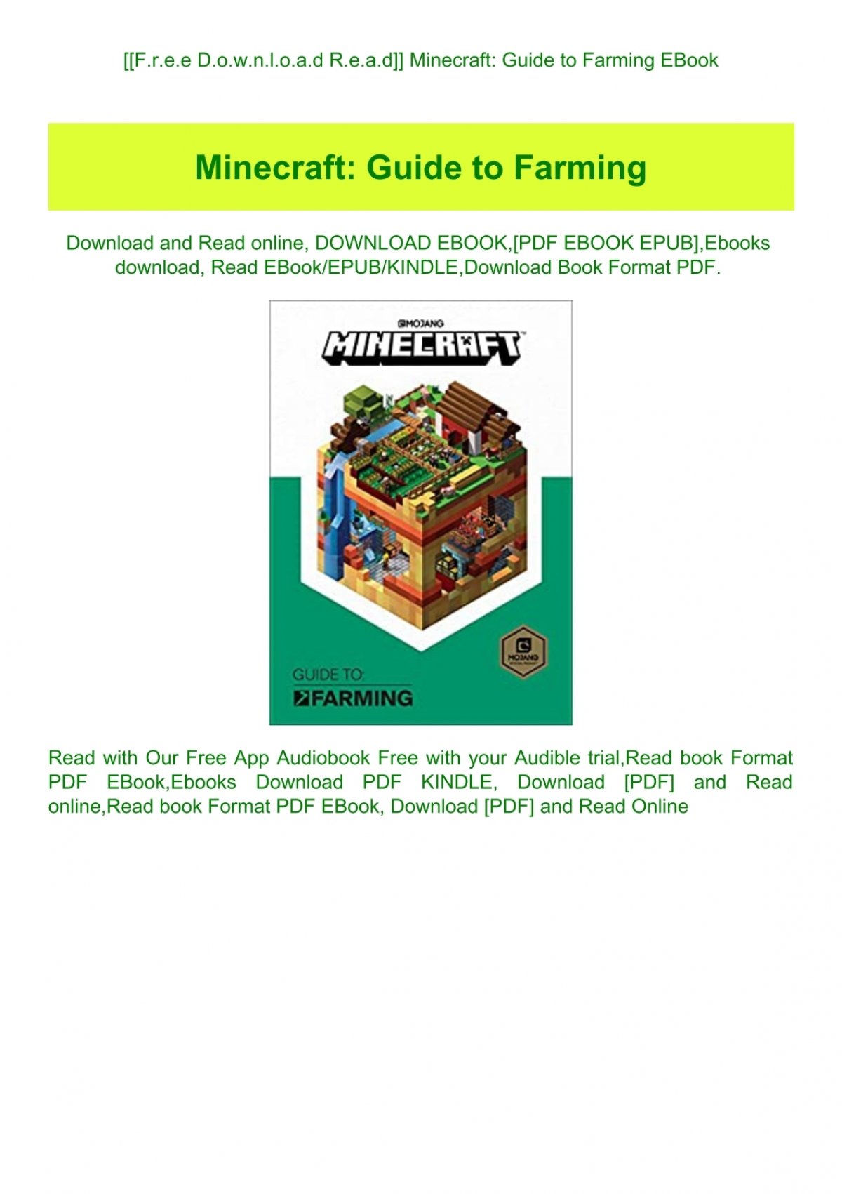 F R E E D O W N L O A D R E A D Minecraft Guide To Farming Ebook