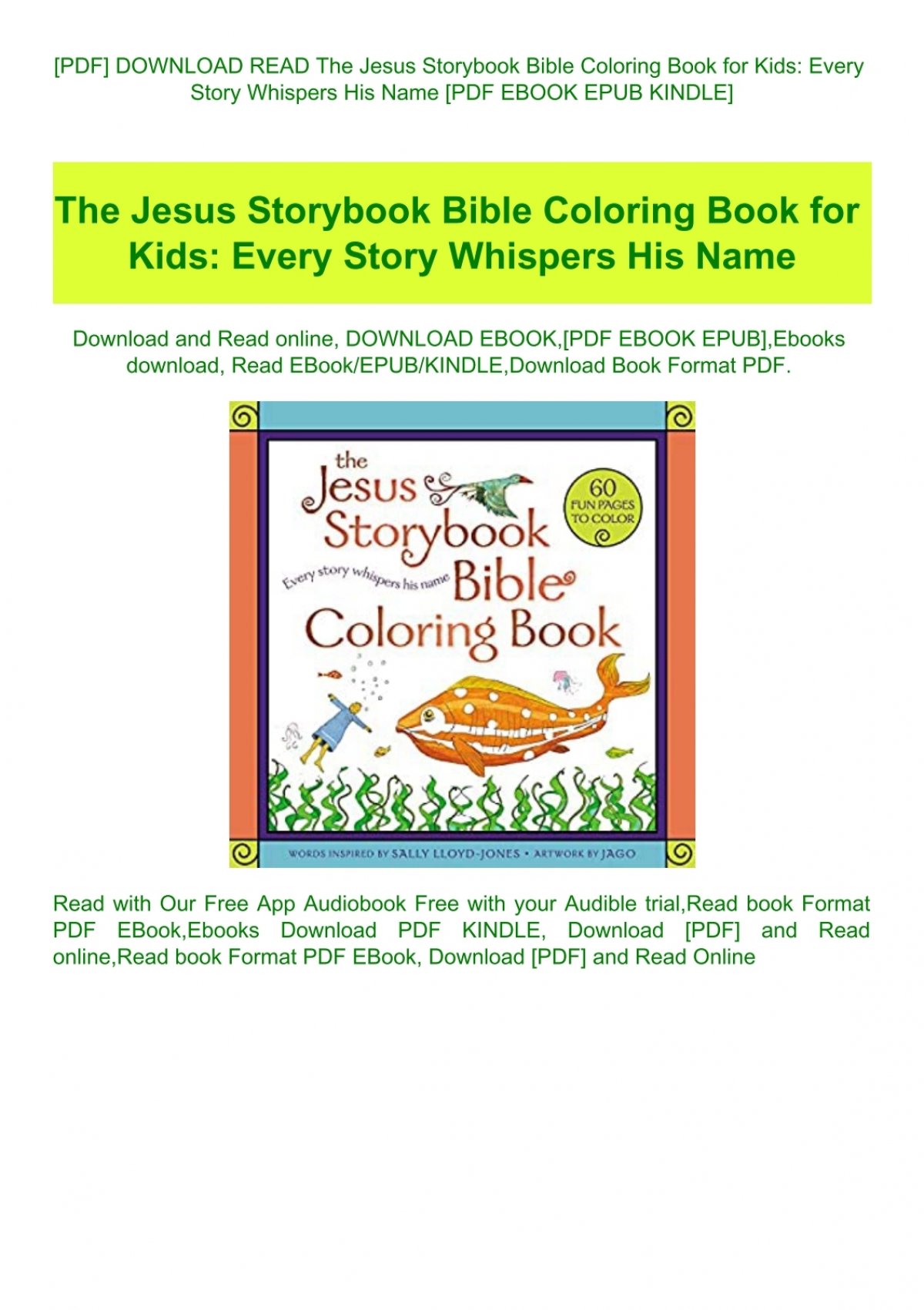 Download Pdf Download Read The Jesus Storybook Bible Coloring Book For Kids Every Story Whispers His Name Pdf Ebook Epub Kindle