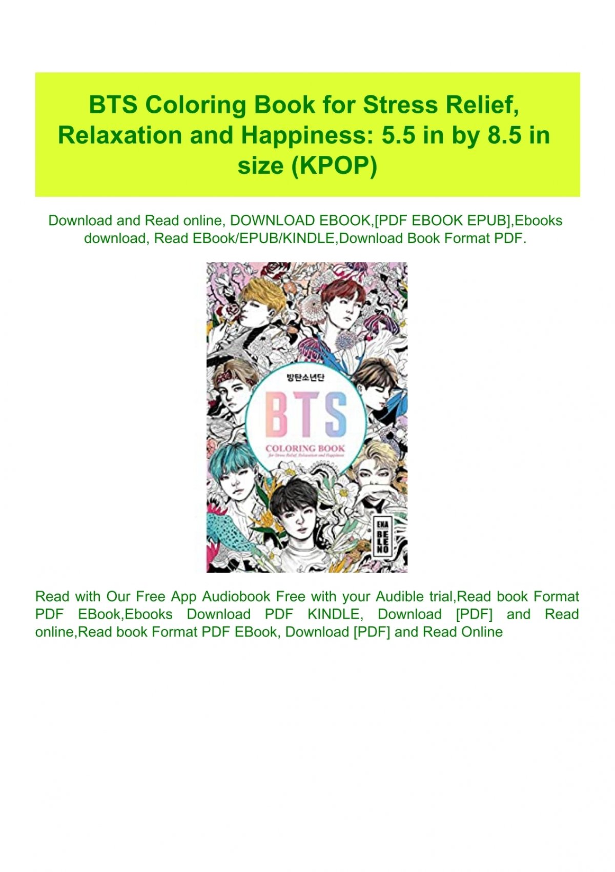 Download Read Pdf Bts Coloring Book For Stress Relief Relaxation And Happiness 5 5 In By 8 5 In Size Kpop Pdf