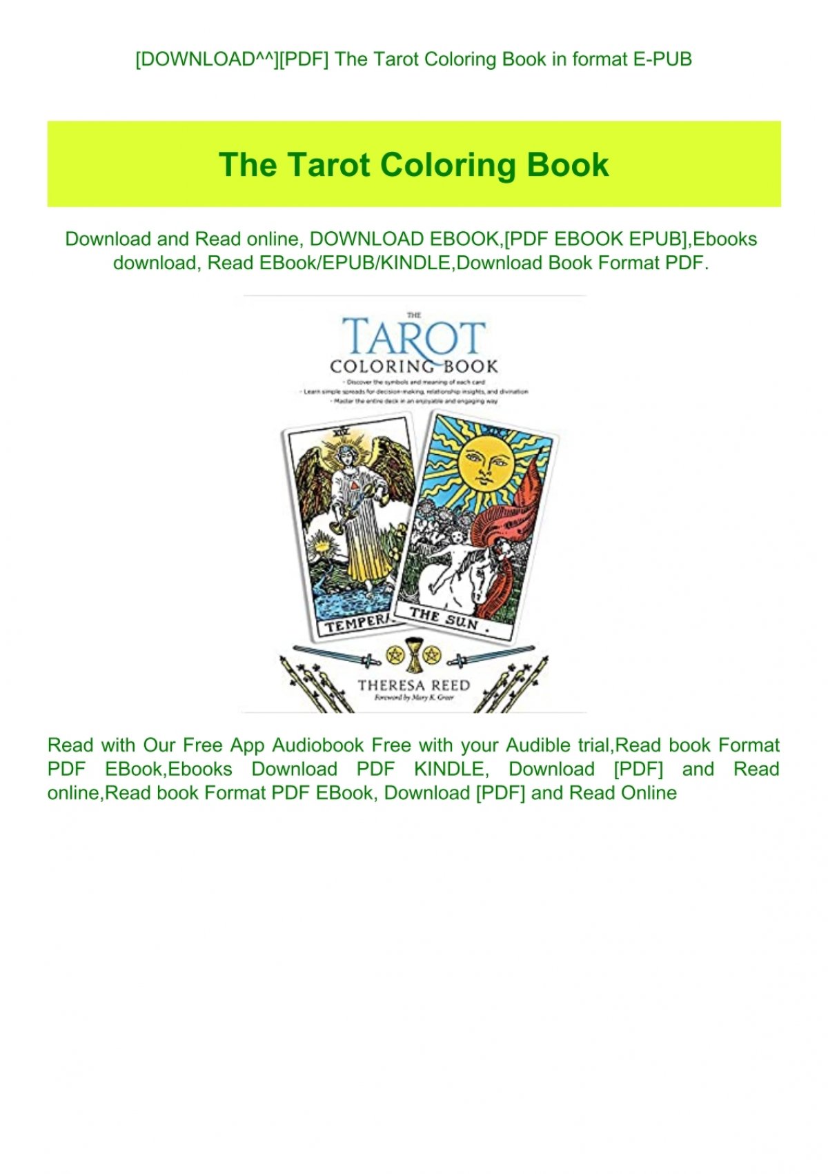 Download Download Pdf The Tarot Coloring Book In Format E Pub