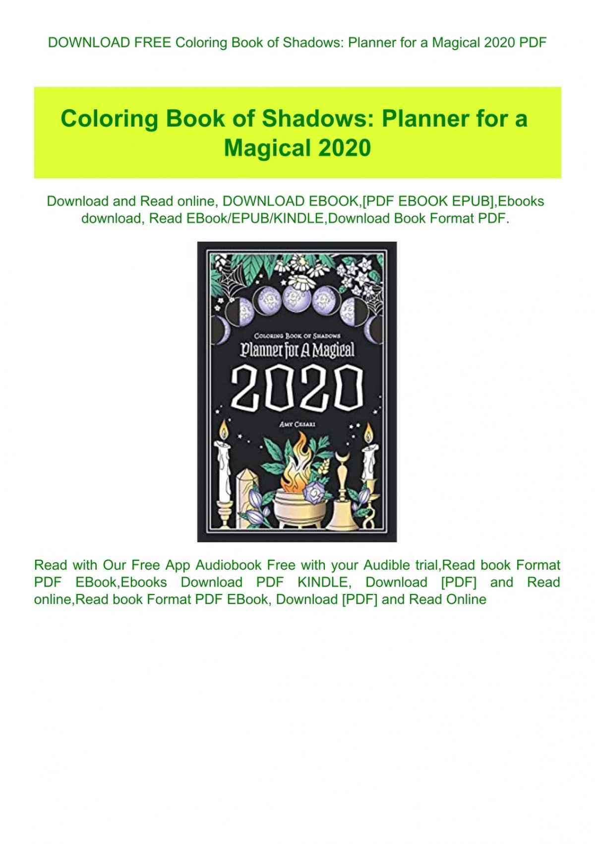 Download Download Free Coloring Book Of Shadows Planner For A Magical 2020 Pdf