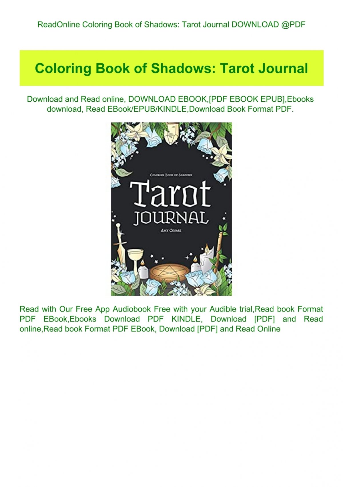 Download Readonline Coloring Book Of Shadows Tarot Journal Download Pdf