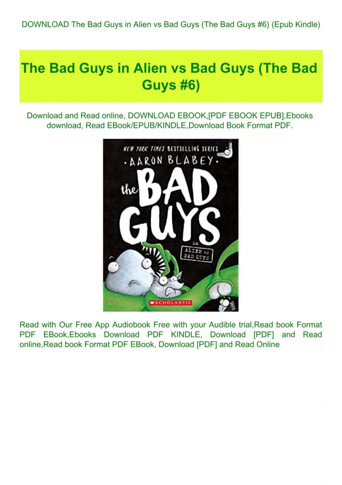Download The Bad Guys In Alien Vs Bad Guys The Bad Guys 6 Epub