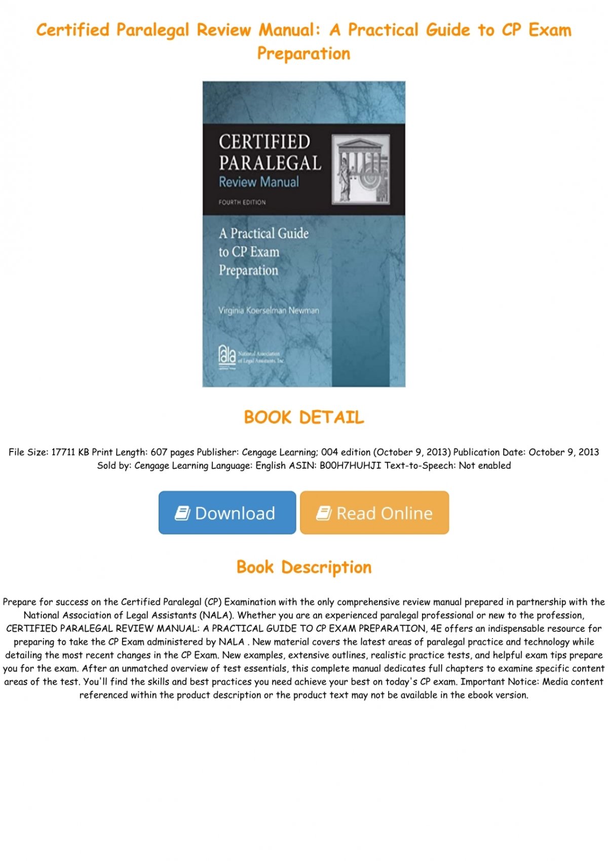 Download PDF Certified Paralegal Review Manual: A Practical Guide to
