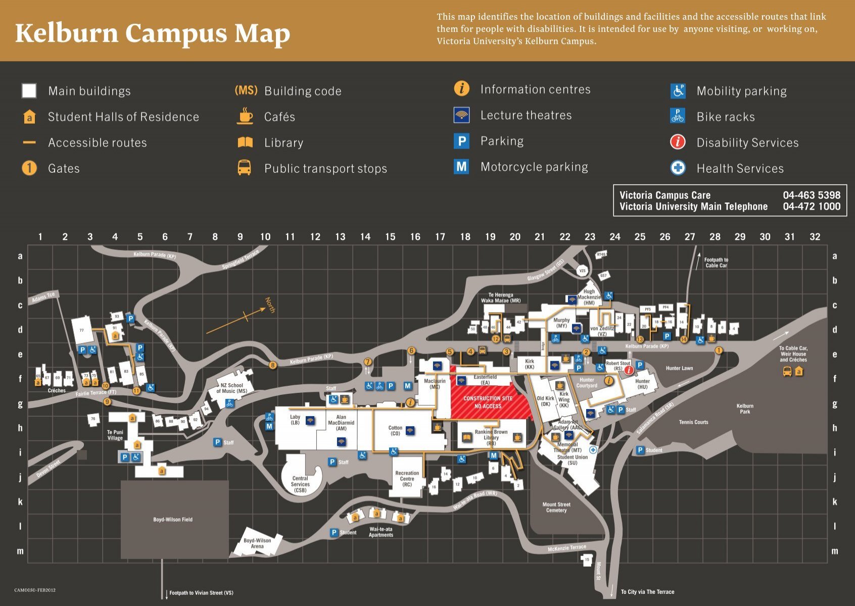 Victoria University Of Wellington Campus Map Kelburn Campus Map   Victoria University of Wellington