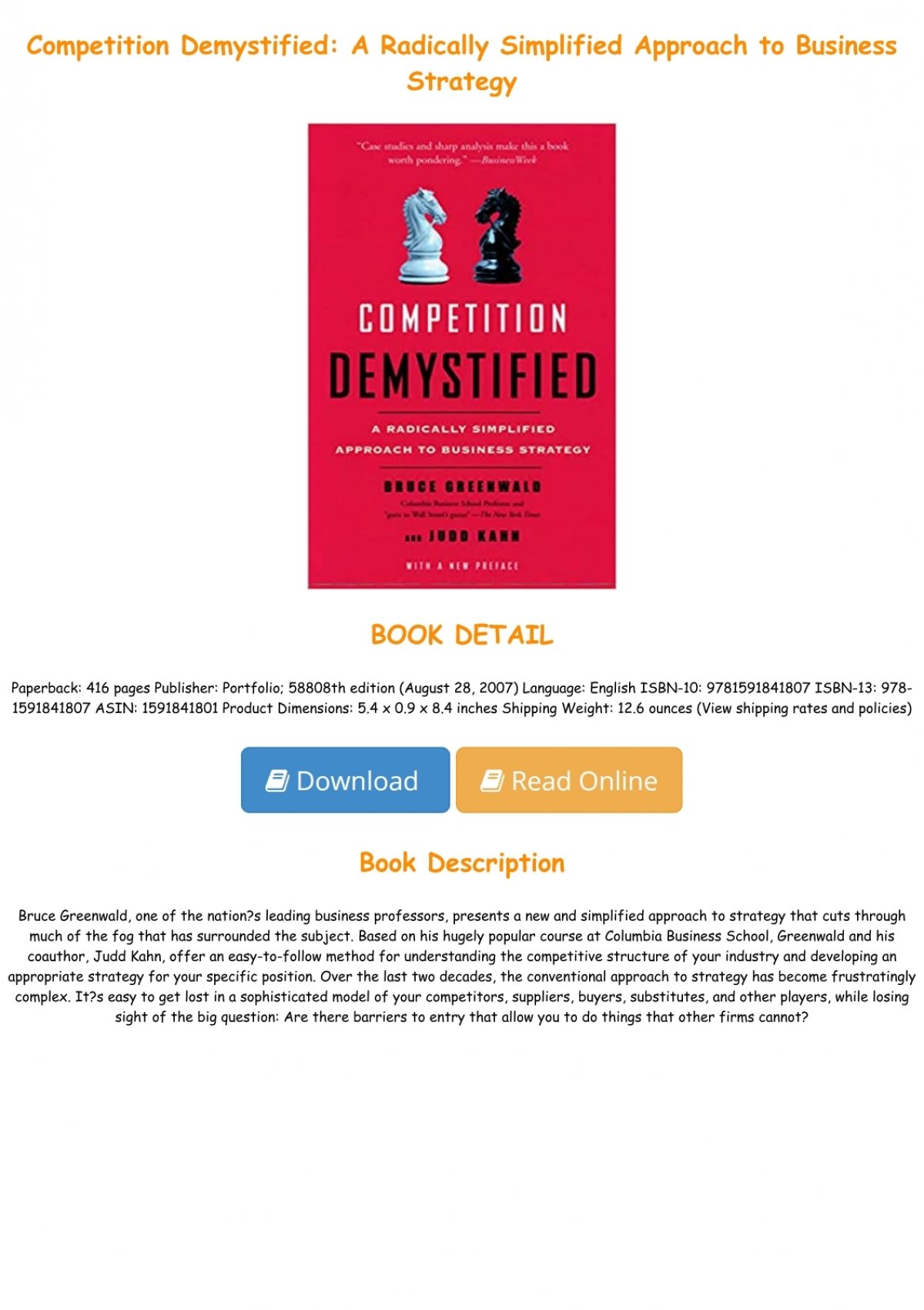 PDF read online Competition Demystified: A Radically Simplified Approach to  Business Strategy full by rhysjomaharrison - Issuu
