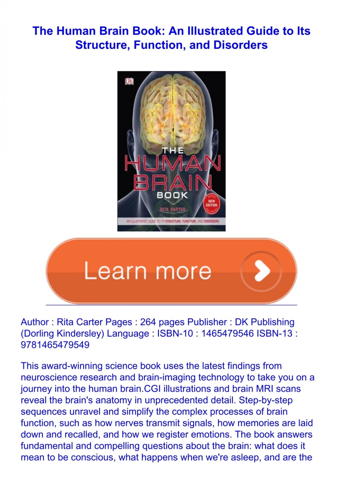 Leia EPUB The Human Brain Book An Illustrated Guide To Its Structure Function And