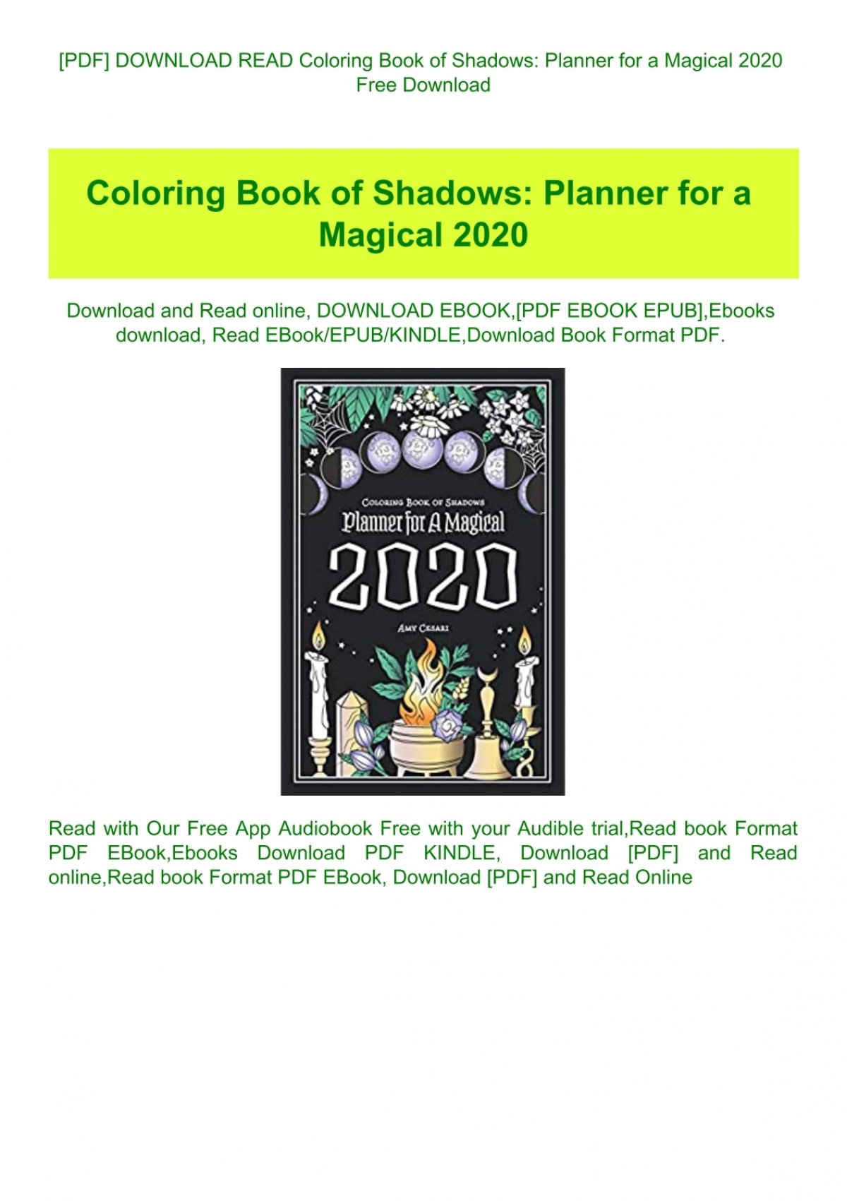 Download Pdf Download Read Coloring Book Of Shadows Planner For A Magical 2020 Free Download