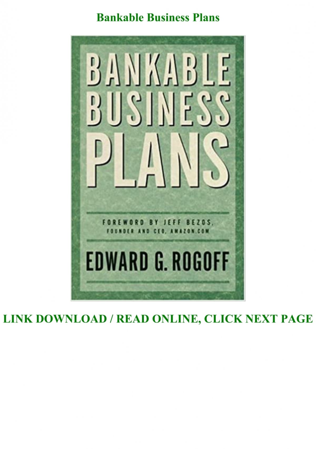 bankable business plans pdf