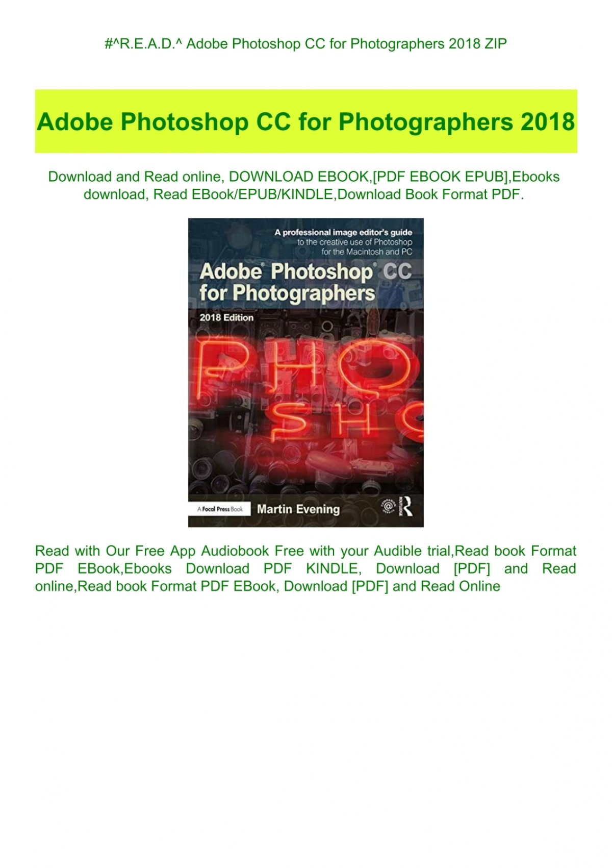 adobe photoshop cc for photographers 2018 pdf download