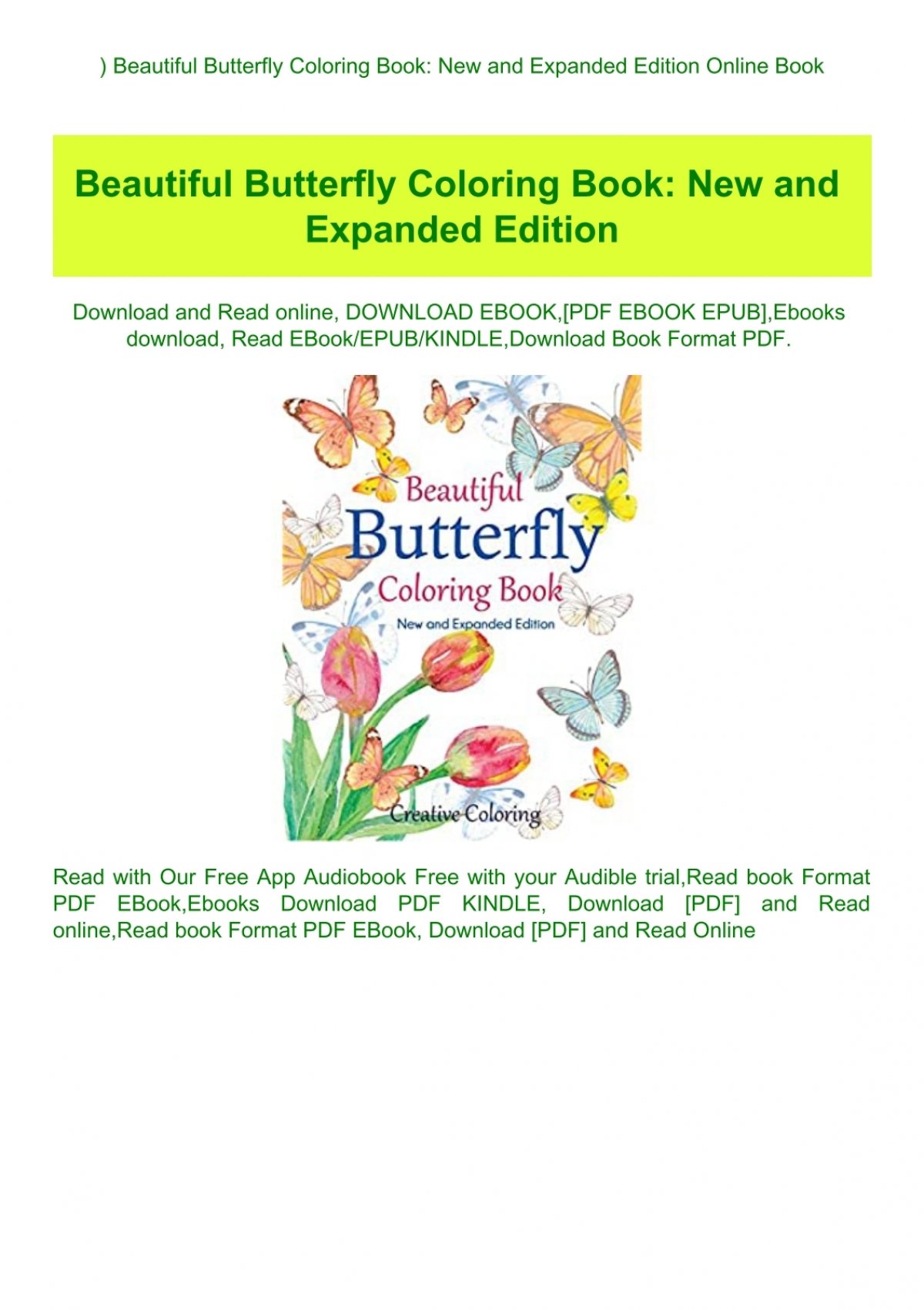 read beautiful butterfly coloring book new and expanded