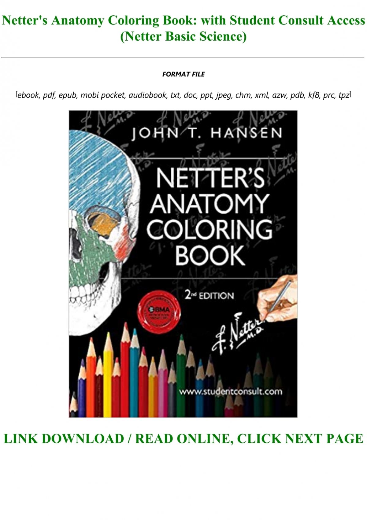 Download Free Download Netter S Anatomy Coloring Book With Student Consult Access Netter Basic Science Full