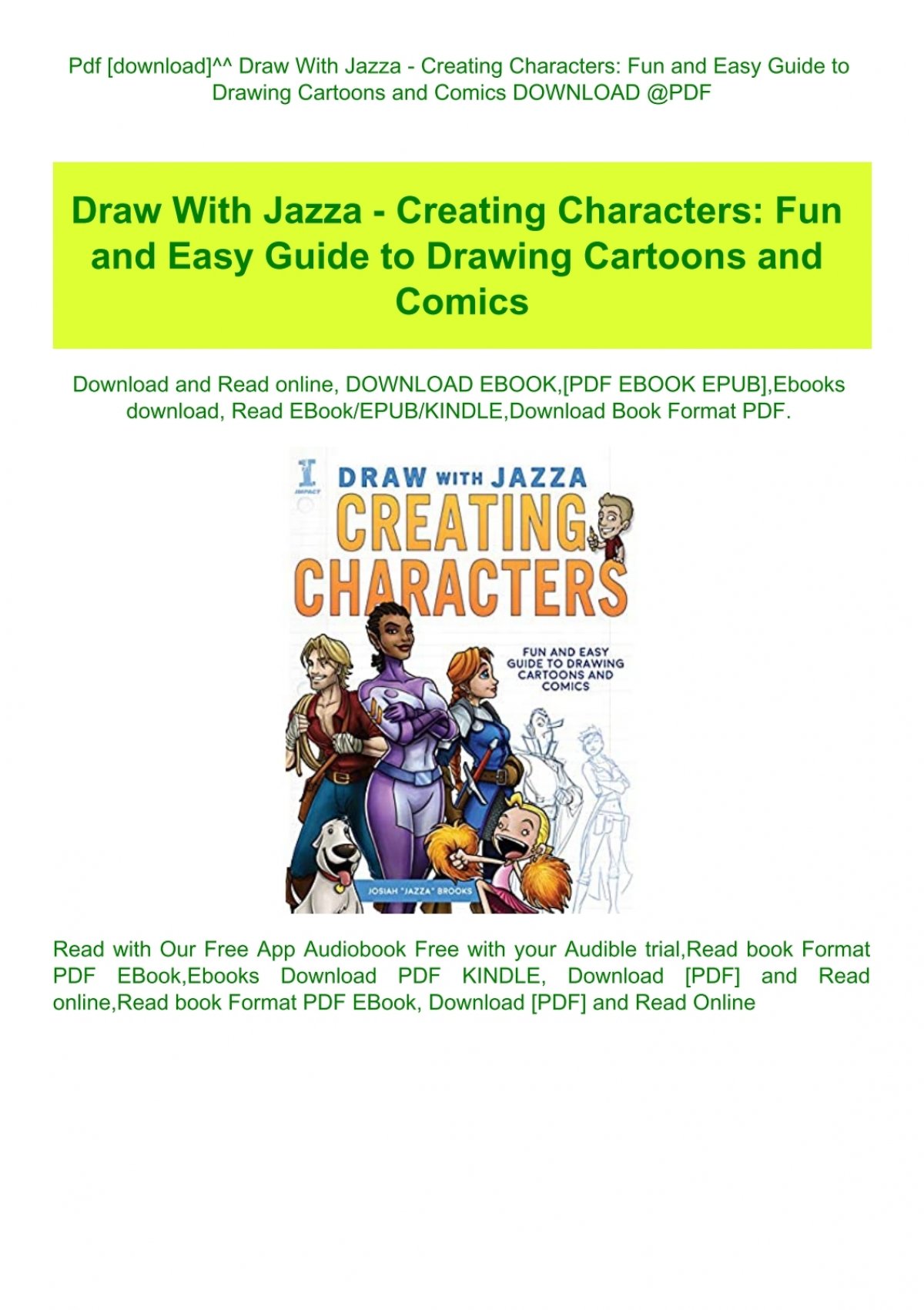 Pdf Download Draw With Jazza Creating Characters Fun And Easy Guide To Drawing Cartoons And Comics Download Pdf