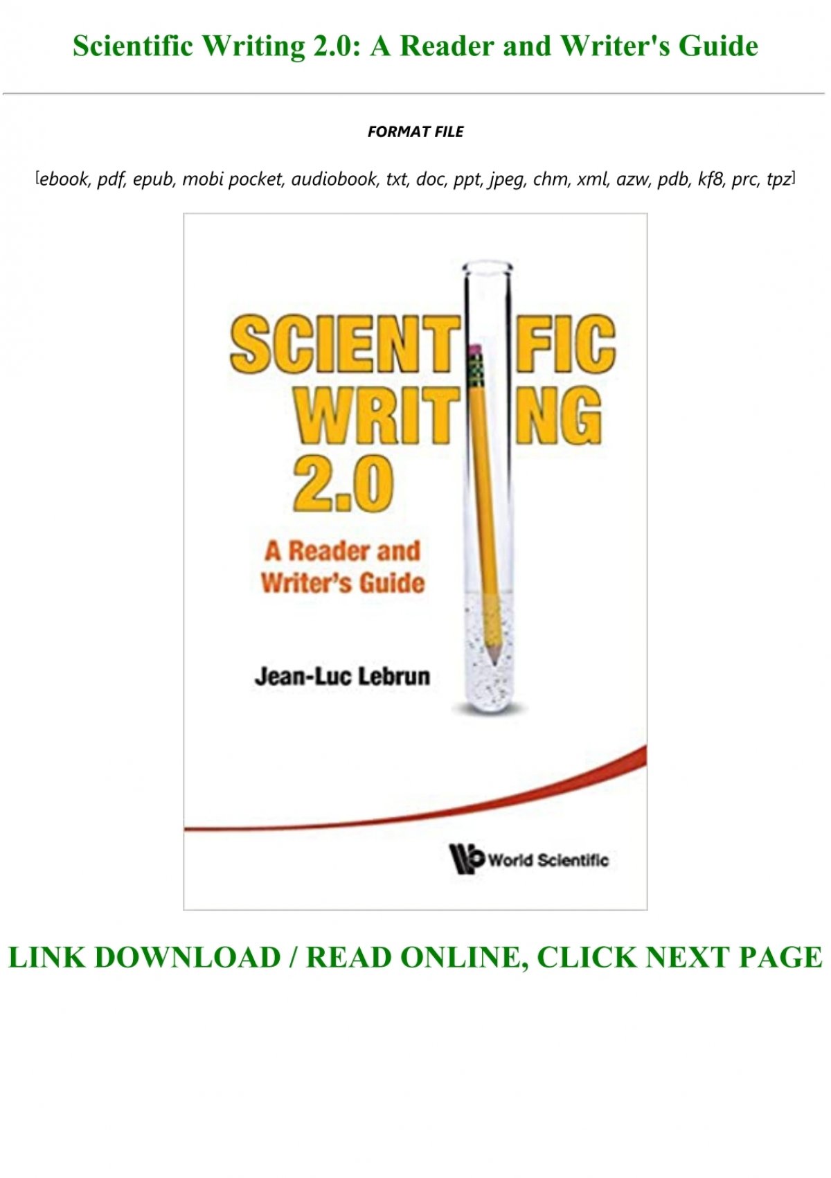 Readdownload Scientific Writing 20 A Reader And Writers Guide Full Pdf 9457