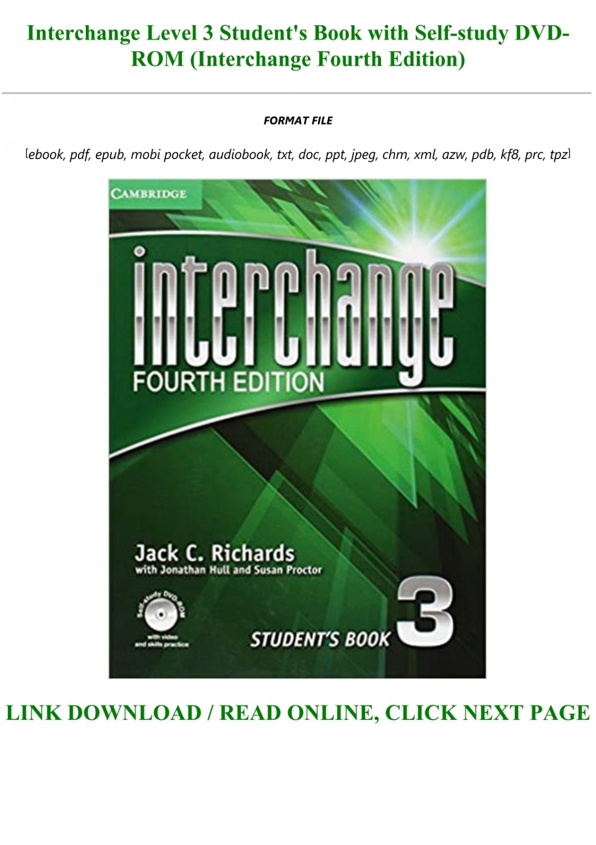 Download Pdf Interchange Level 3 Student S Book With Self Study Dvd Rom Interchange Fourth Edition Full Pdf