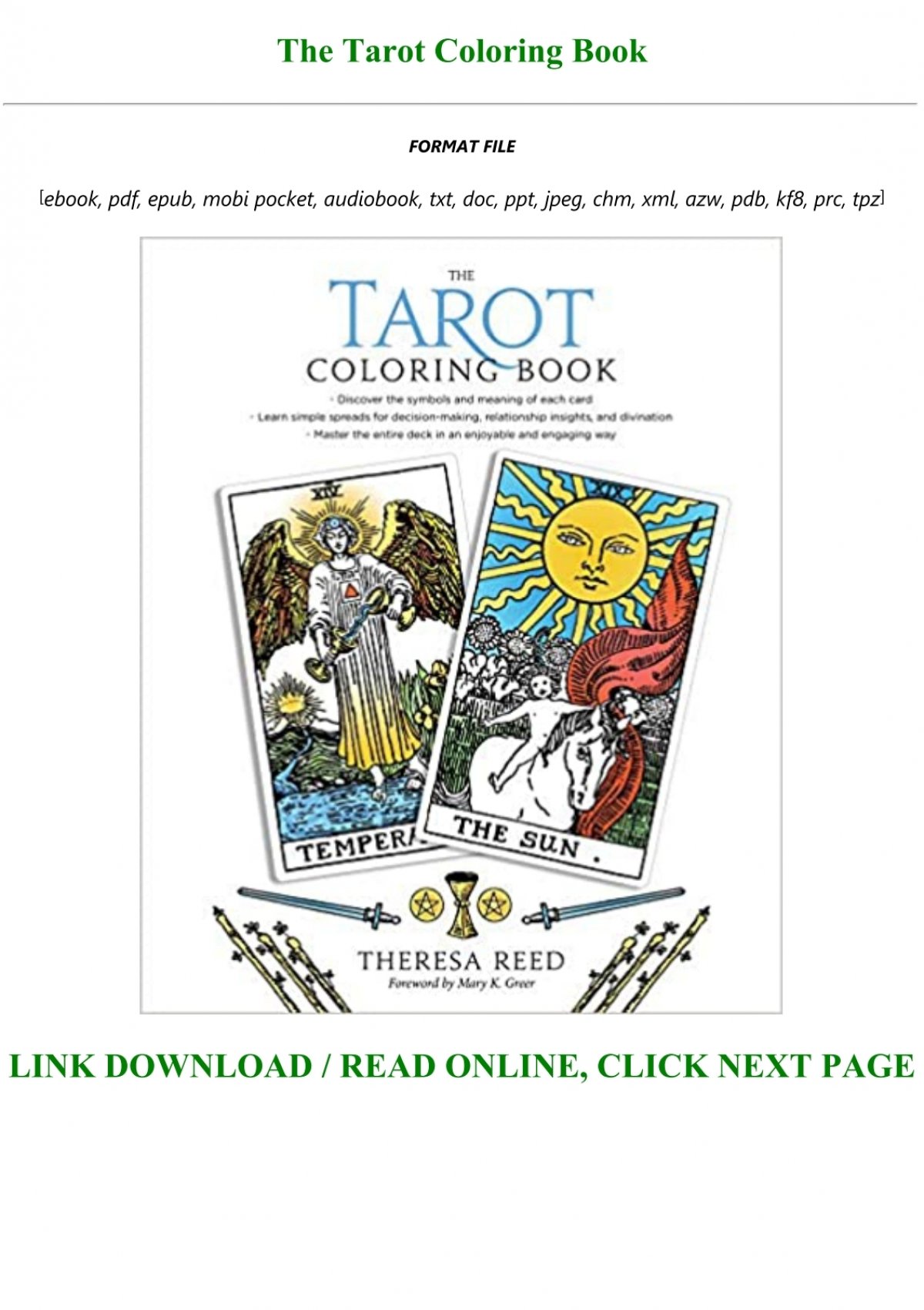 Download Ebook Reading The Tarot Coloring Book Pre Order