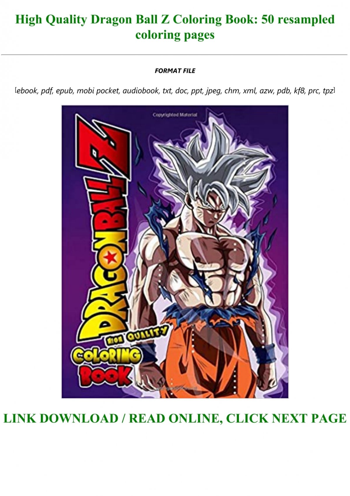 Download Get Pdf High Quality Dragon Ball Z Coloring Book 50 Resampled Coloring Pages Full Online