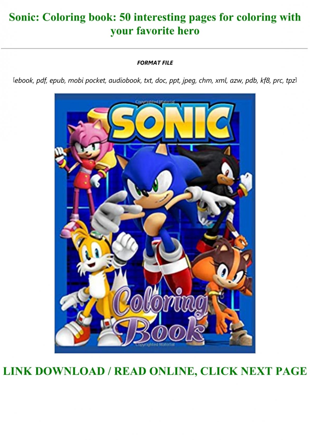 Download Download E B O O K Sonic Coloring Book 50 Interesting Pages For Coloring With Your Favorite Hero Full