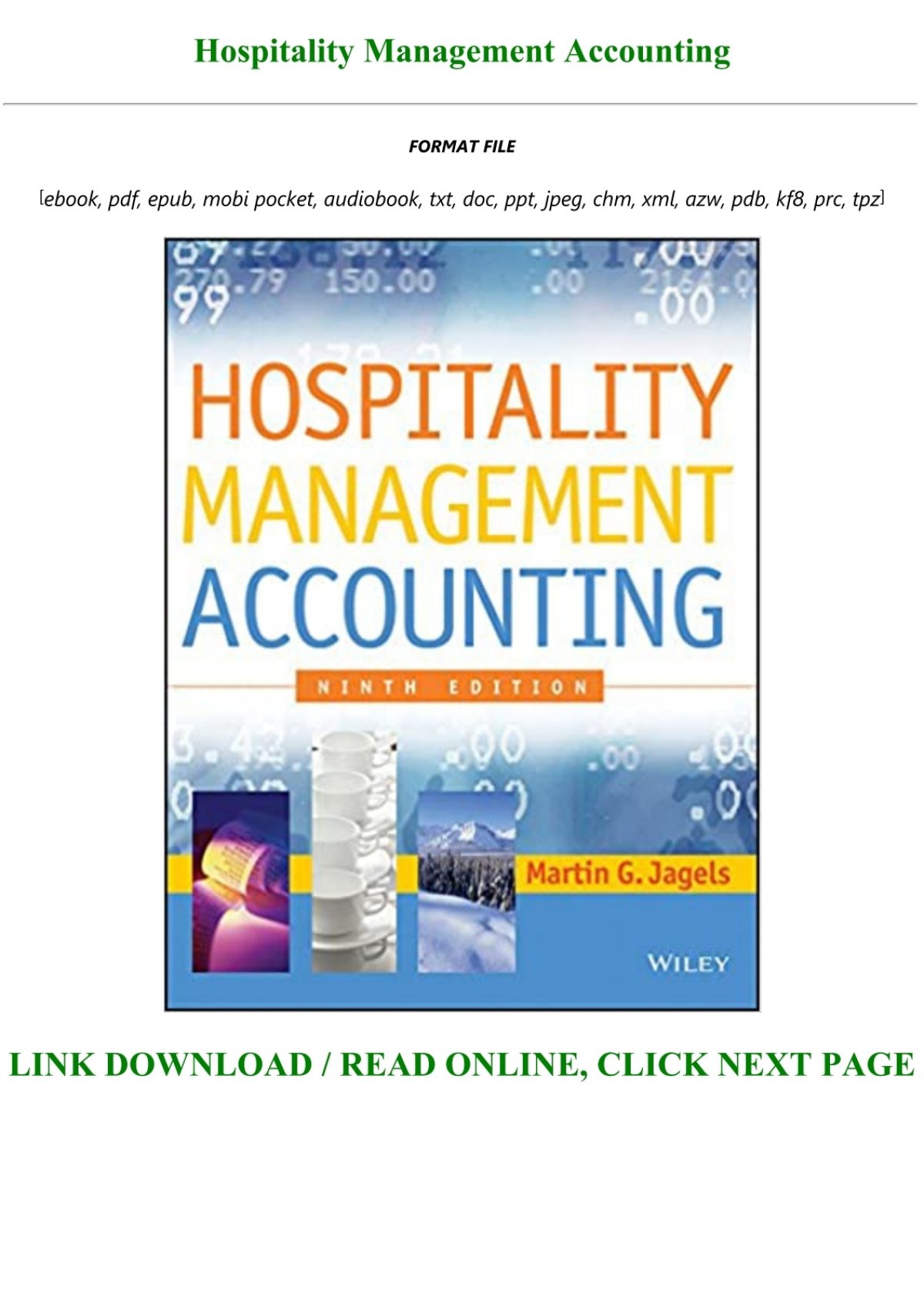Download Pdf Hospitality Management Accounting Pre Order