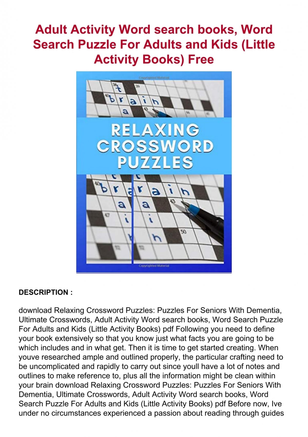 Relaxing Crossword Puzzle