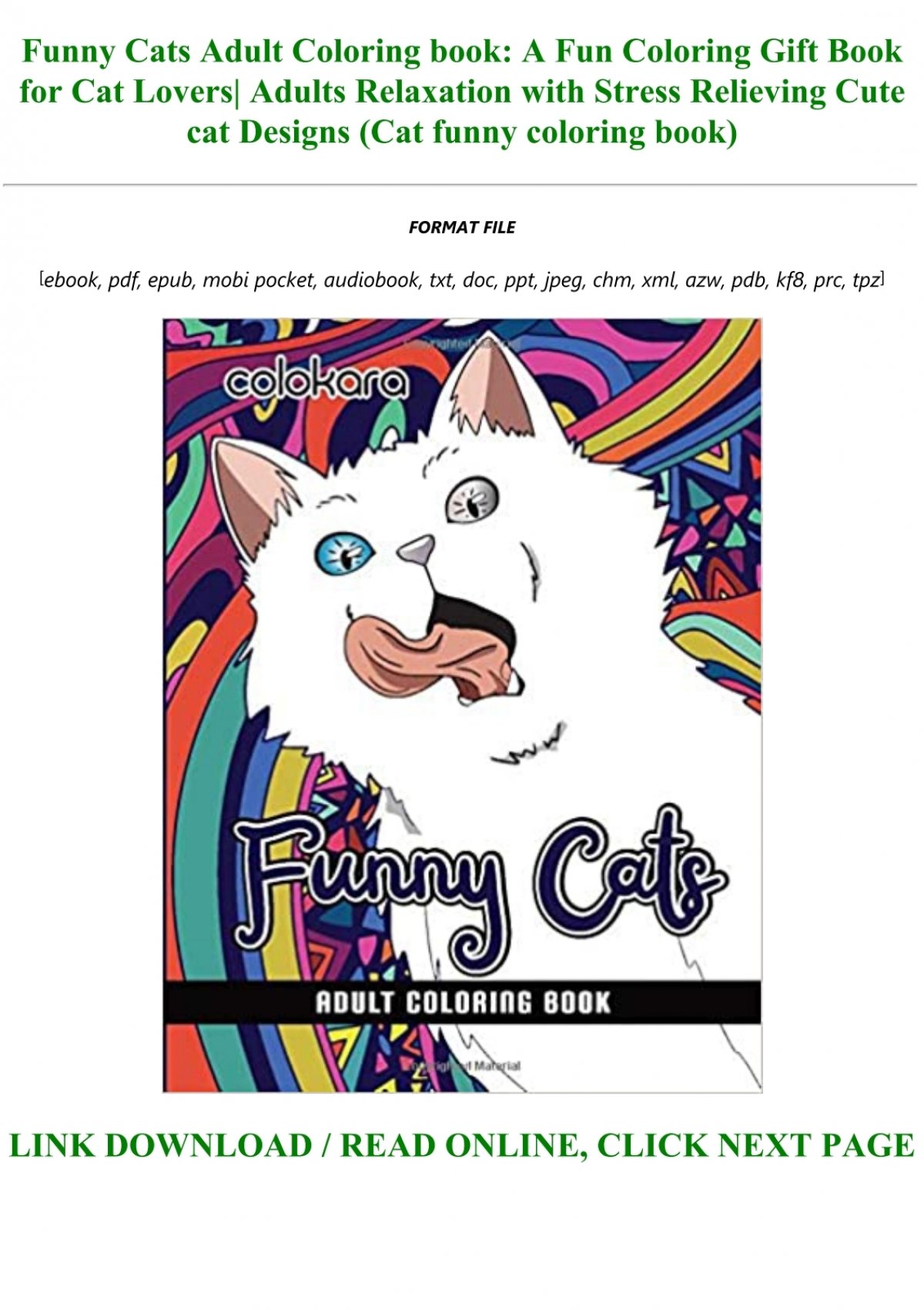best pdf funny cats adult coloring book a fun coloring gift