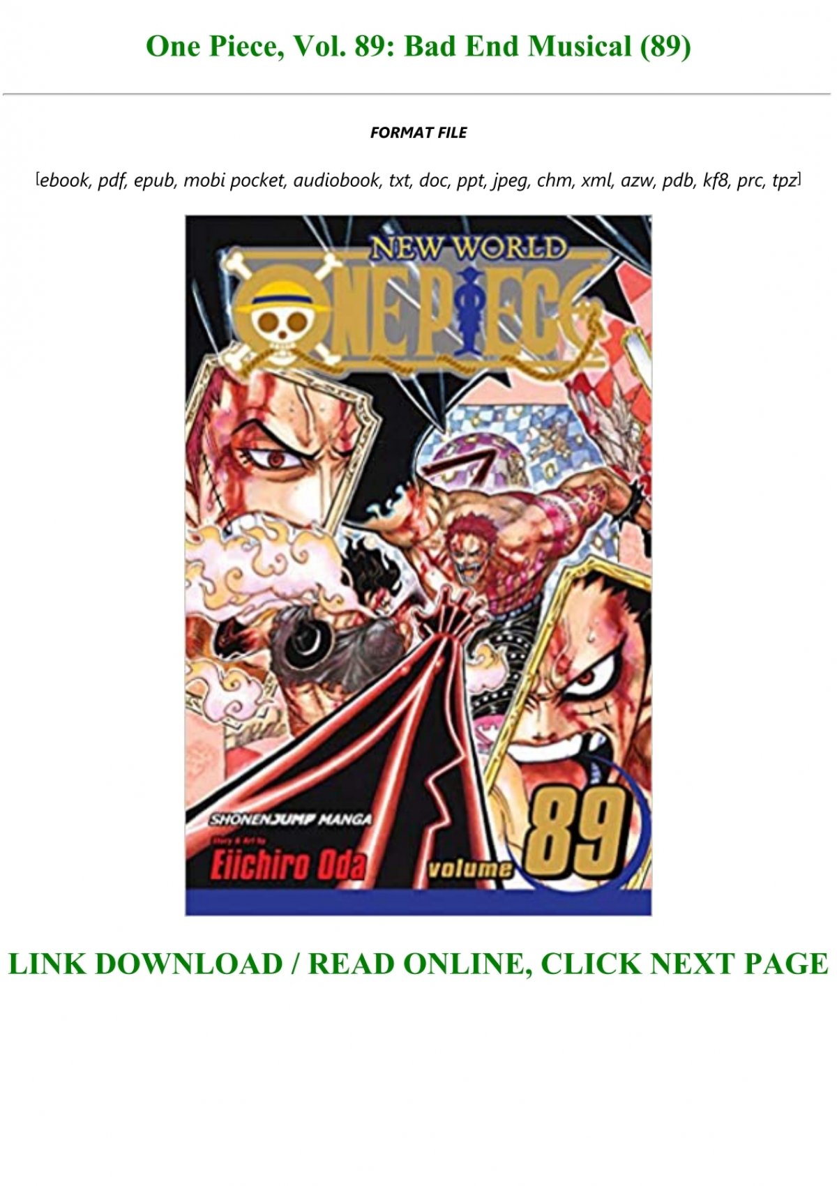 Free Download One Piece Vol Bad End Musical Full Books