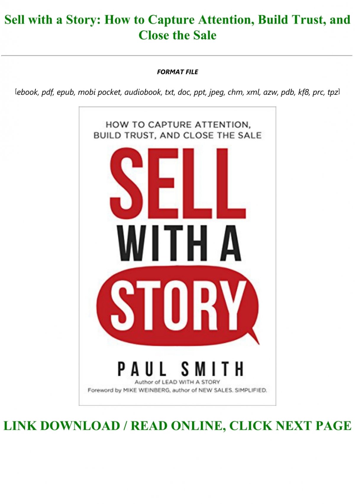 Sell with a Story - How to Capture Attention, Build Trust, and