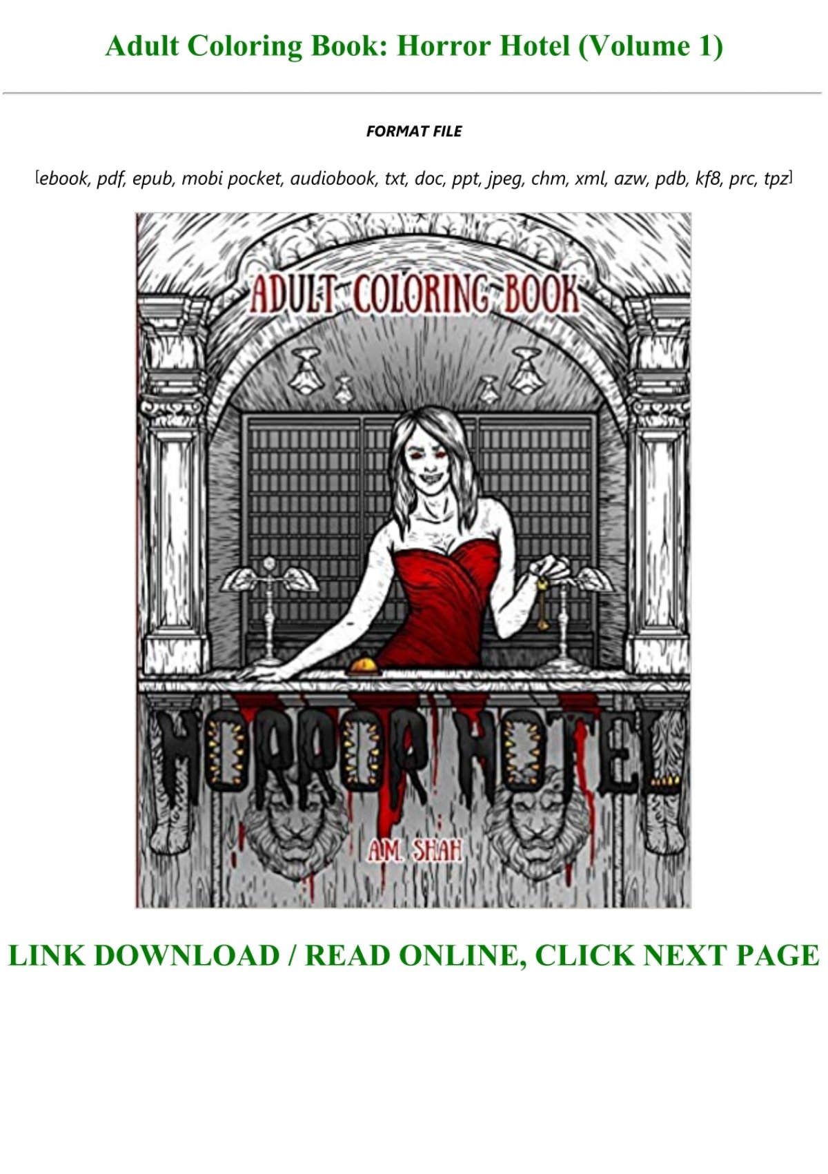 Download Download Pdf Adult Coloring Book Horror Hotel Volume 1 For Any Device