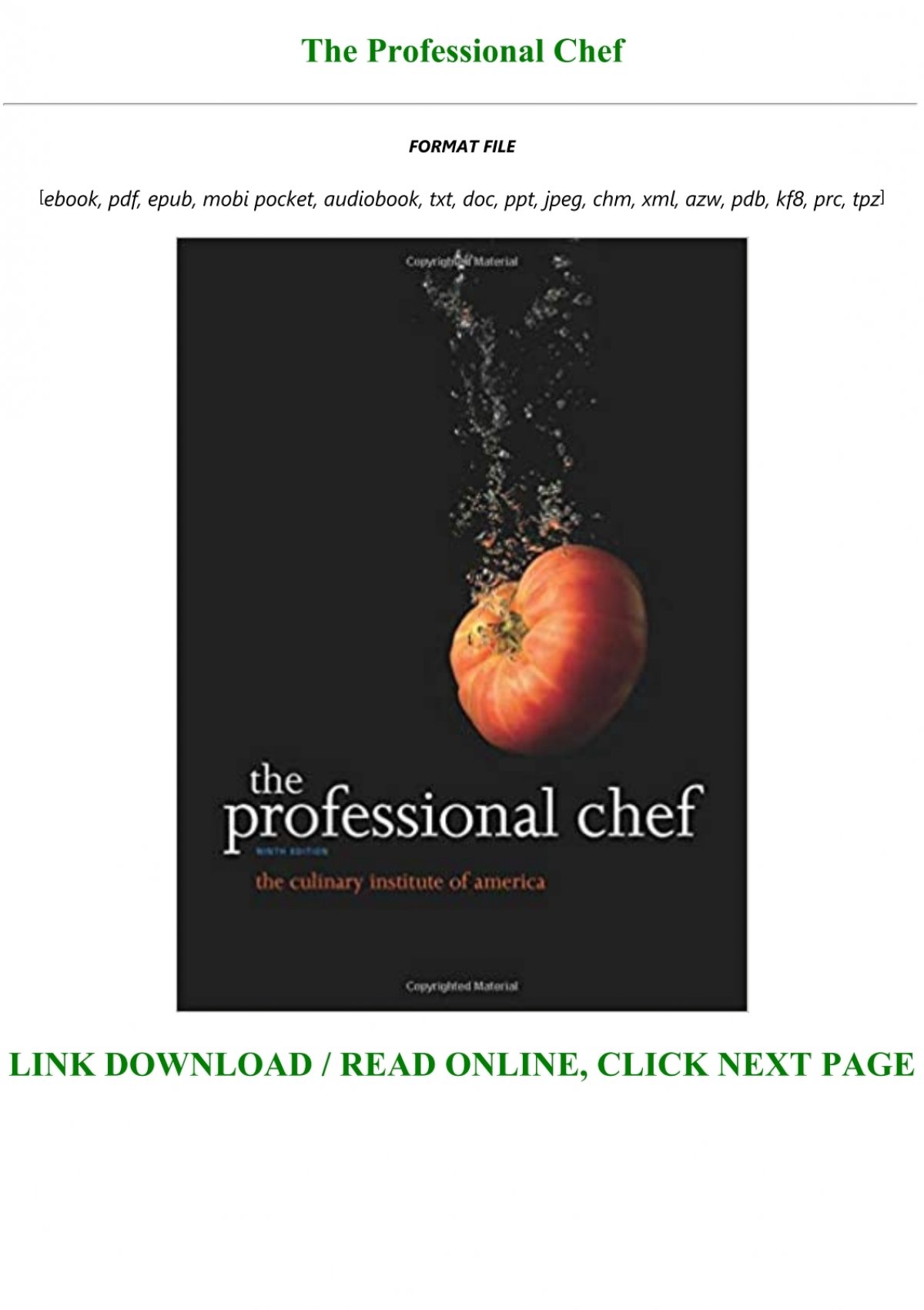 The Professional Chef 9th Edition