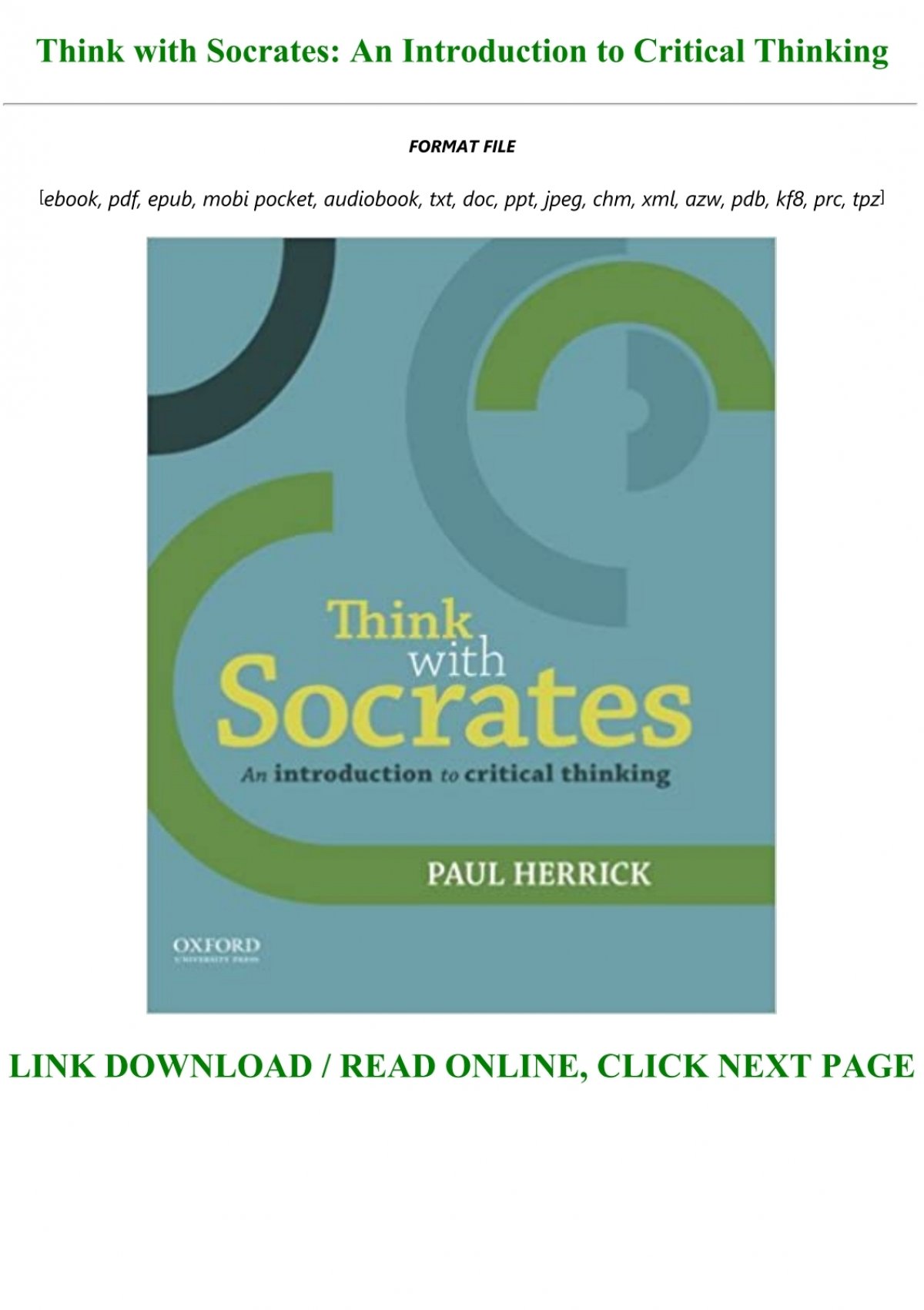 think with socrates an introduction to critical thinking pdf