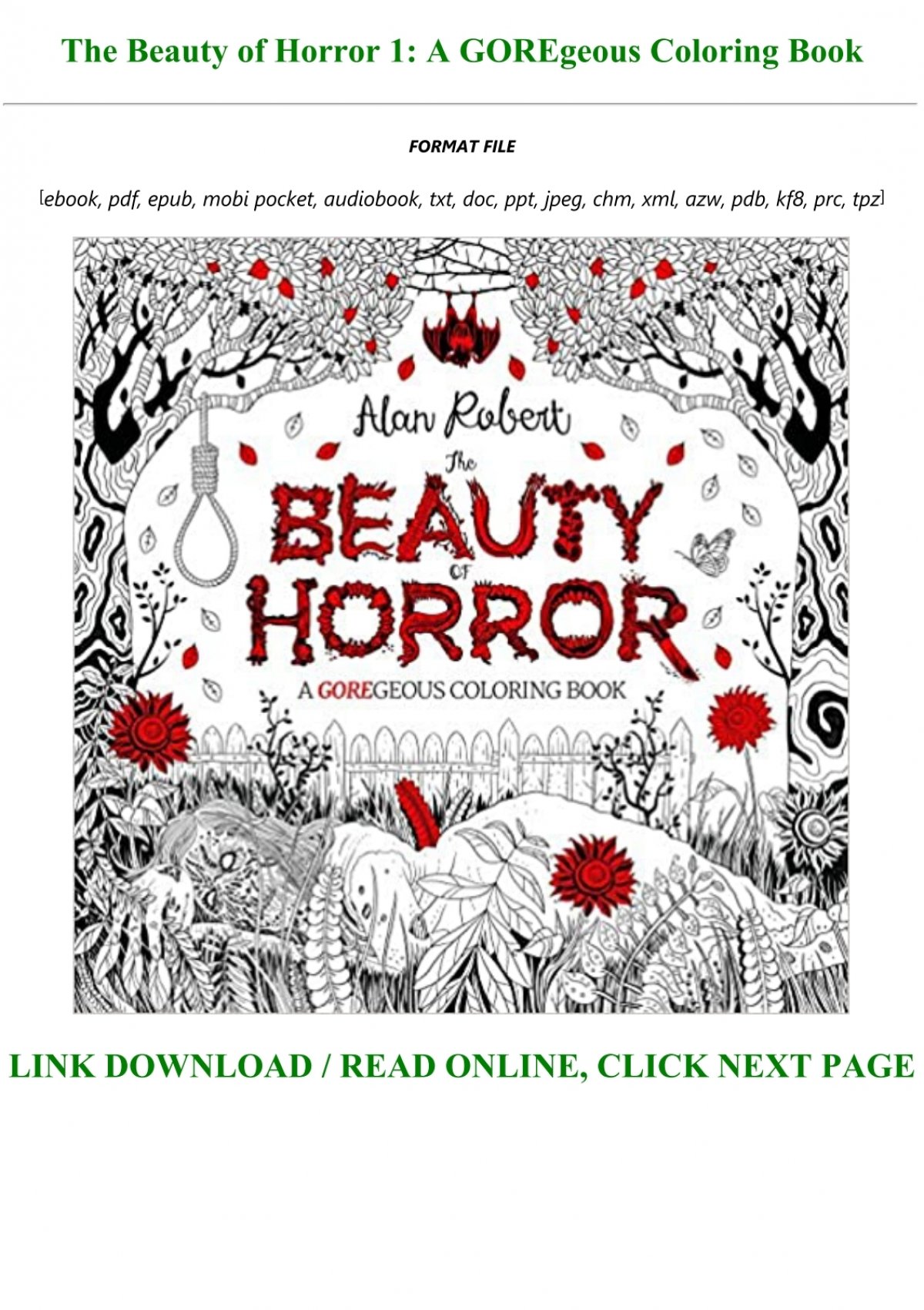 Download Ebook Reading The Beauty Of Horror 1 A Goregeous Coloring Book Txt Pdf Epub