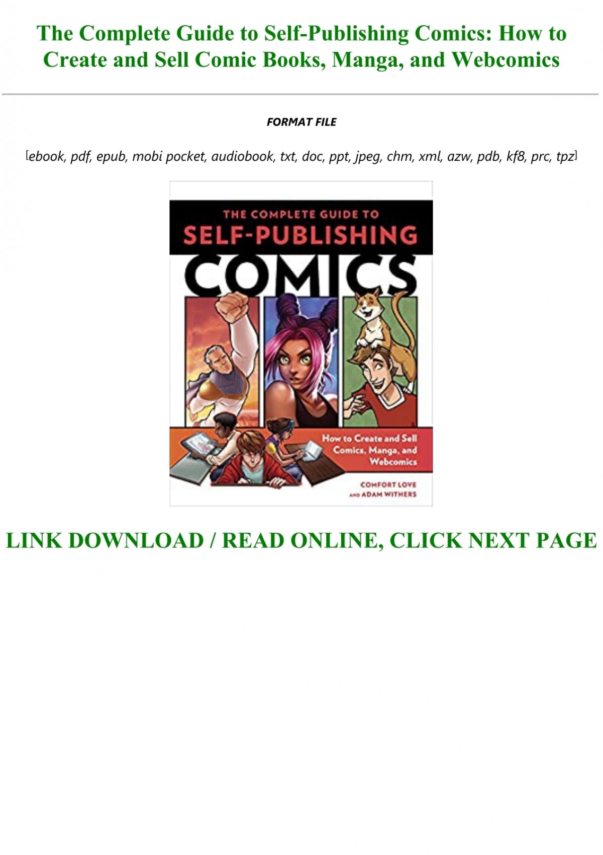 ~free Download The Complete Guide To Self Publishing Comics How To Create And Sell Comic Books 4209