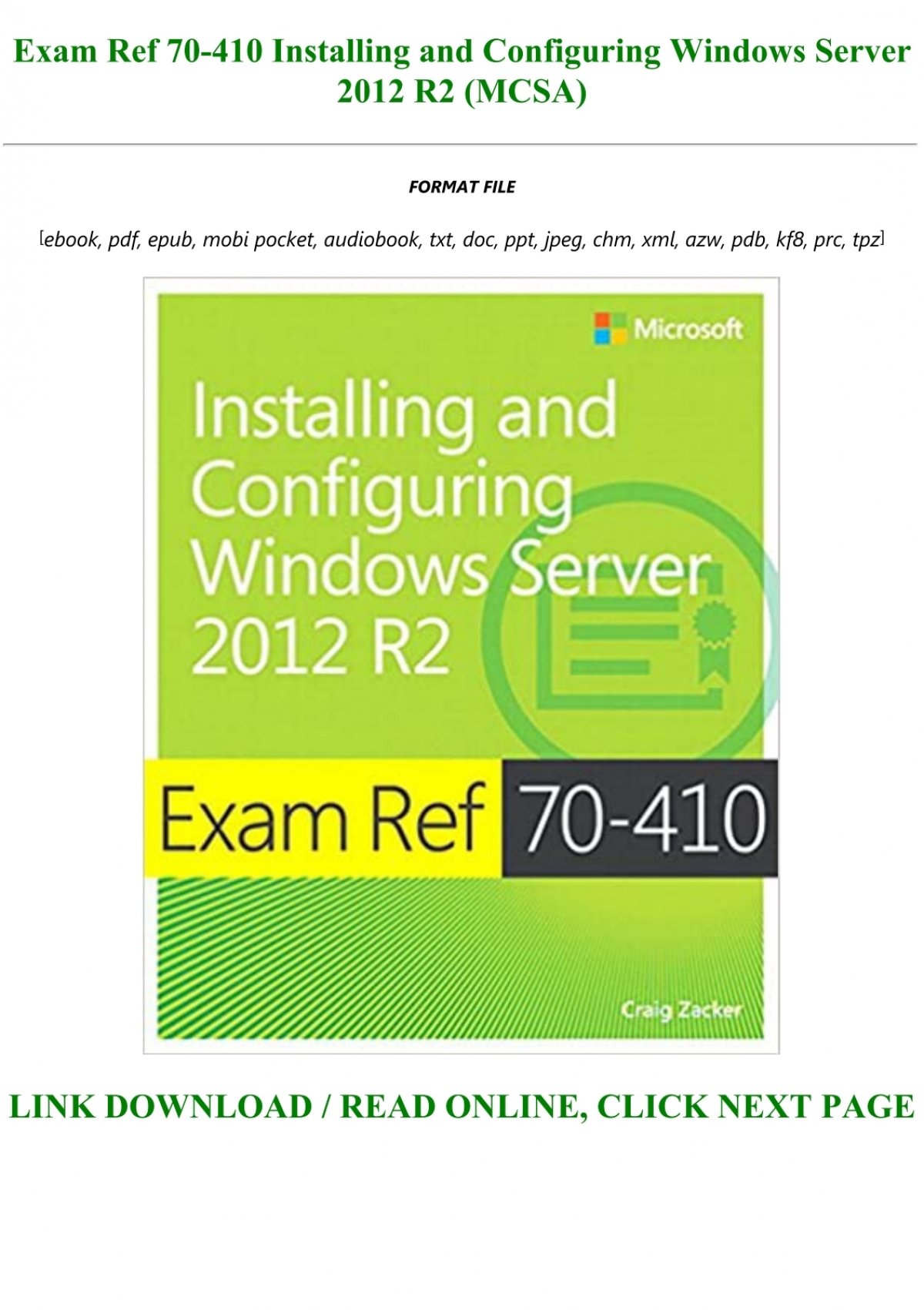 Download Pdf Exam Ref 70 410 Installing And Co