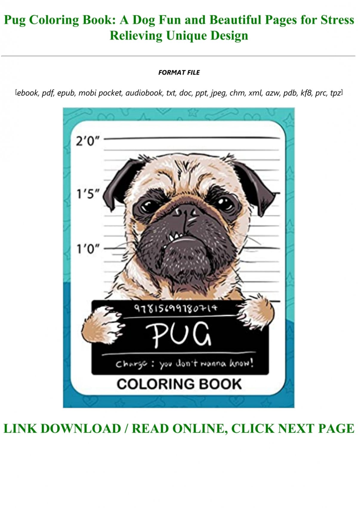 Download Pug Coloring Book A Dog Fun And Beautiful Pages For Stress Relieving Unique Design Full Pdf Online