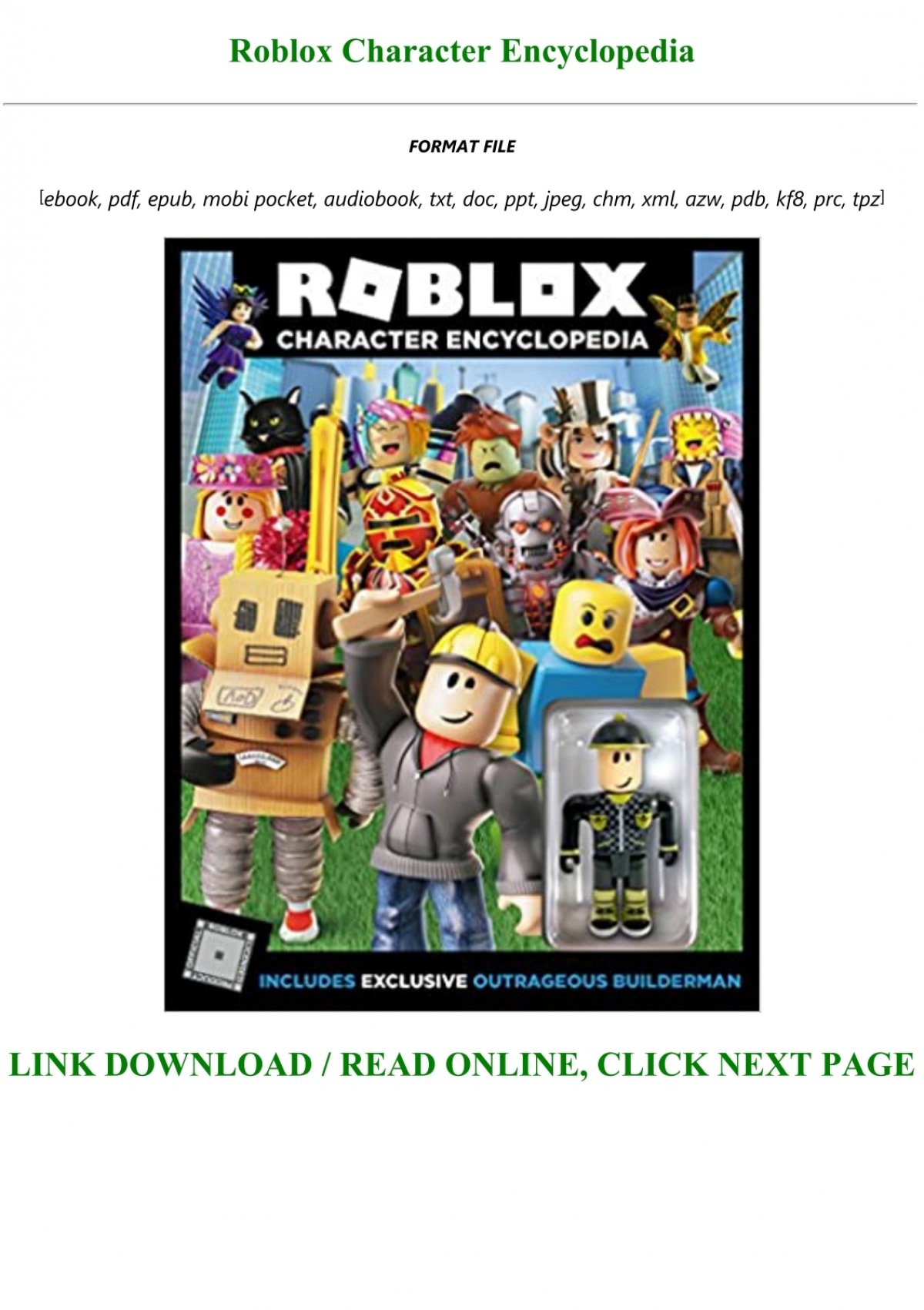 Download Pdf Roblox Character Encyclopedia - doc roblox