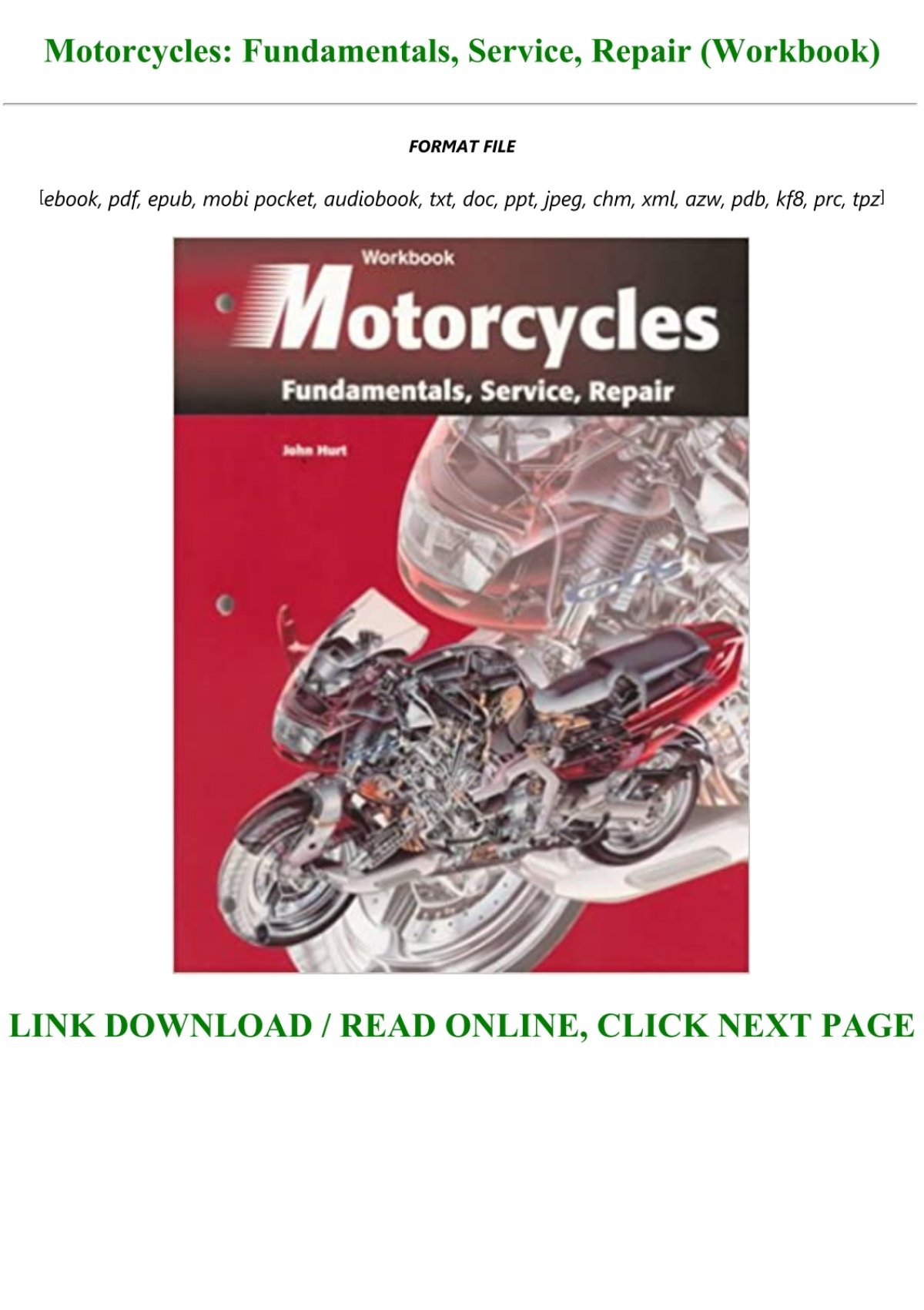 Pdf Download Motorcycles Fundamentals Service Repair Workbook Full Pdf Online