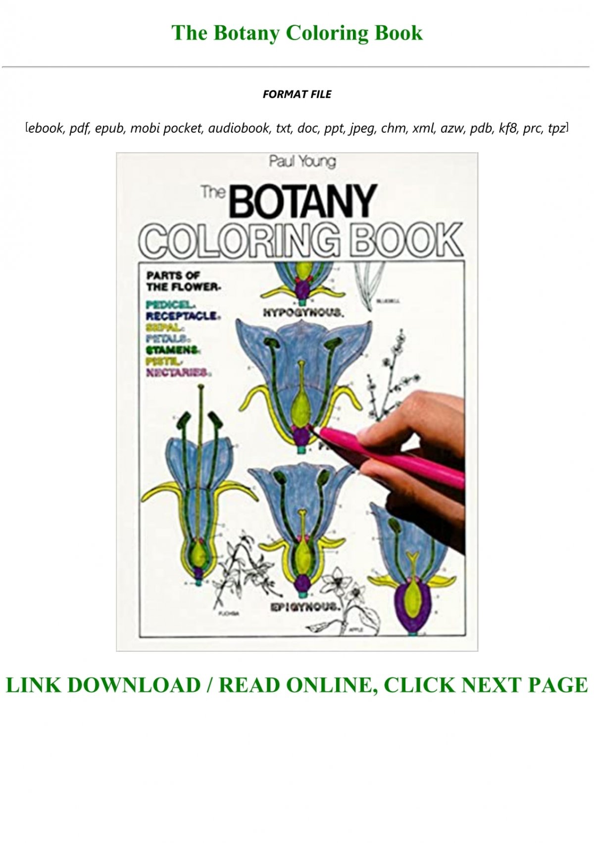 Download Read Book Pdf The Botany Coloring Book Full Pages