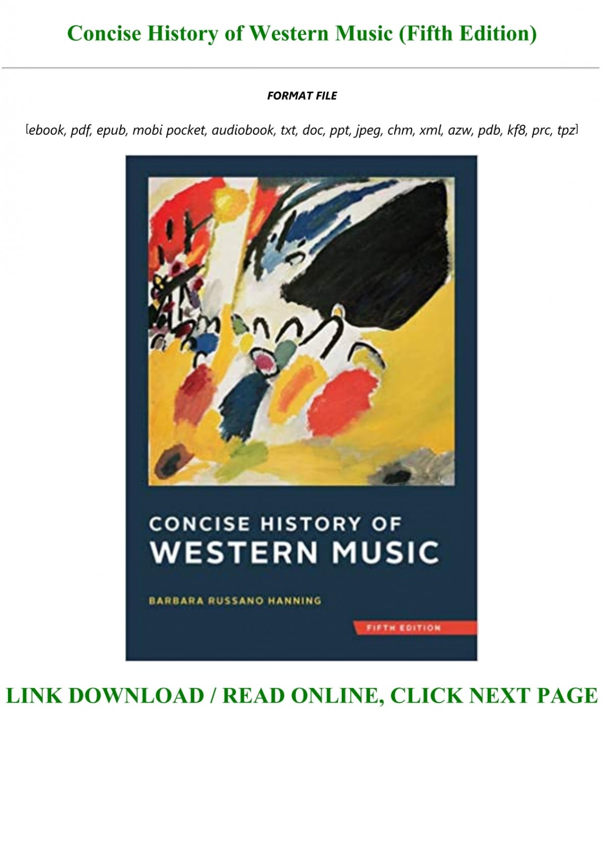 DOWNLOAD in [PDF] Concise History of Western Music (Fifth Edition 