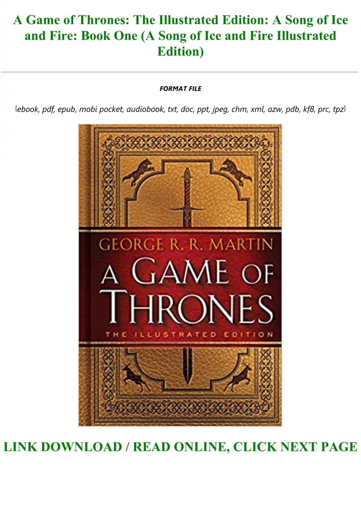 a game of thrones illustrated edition epub download