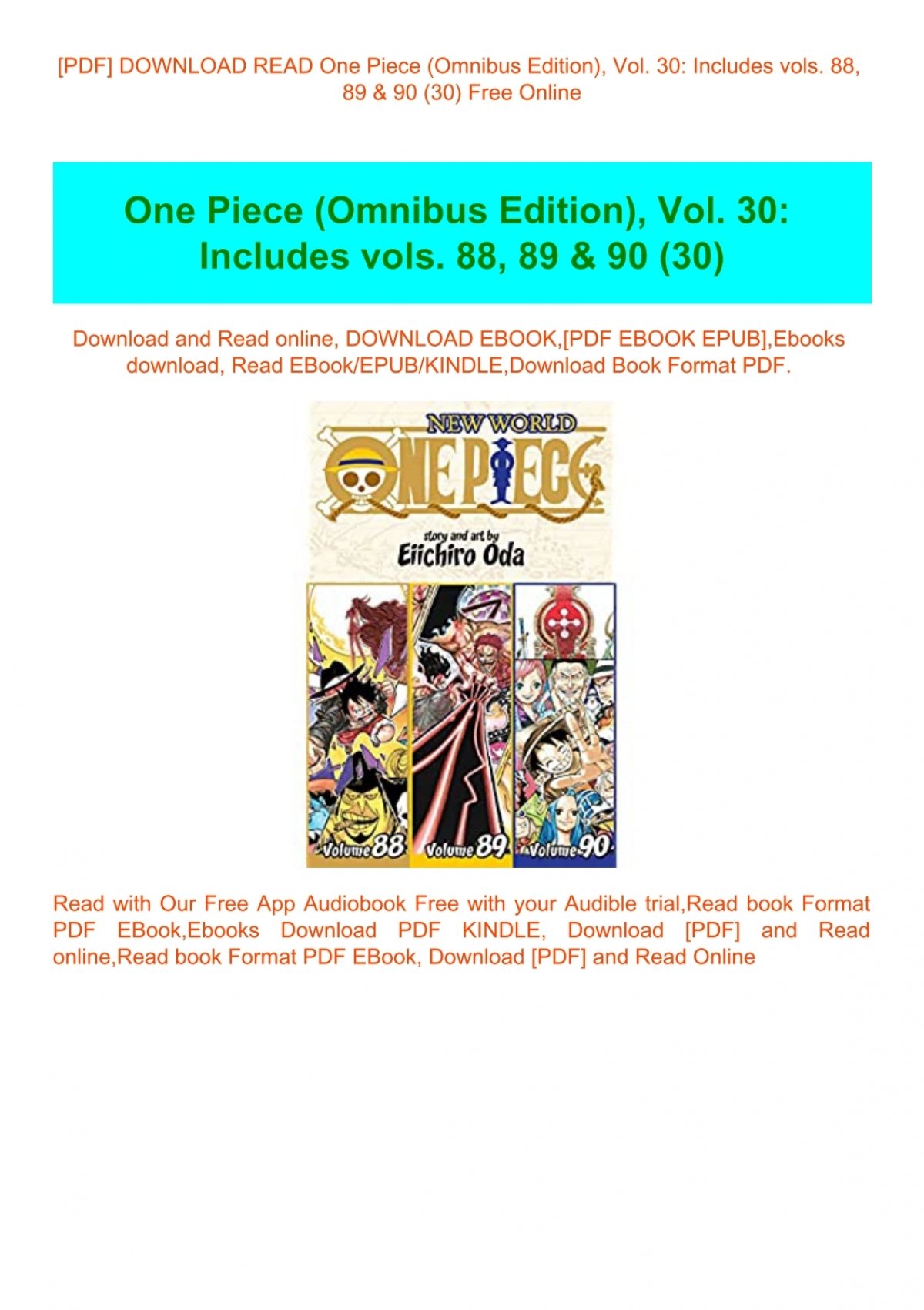 Pdf Download Read One Piece Omnibus Edition Vol 30 Includes Vols Amp Amp Amp 90 30 Free Online