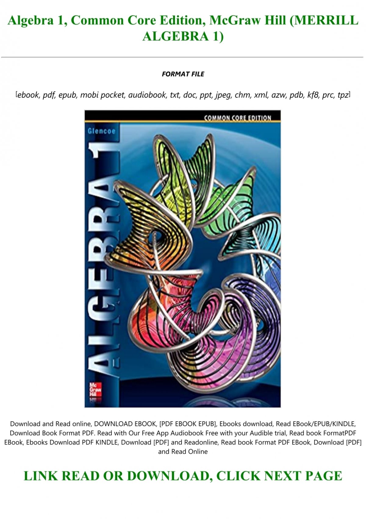 mcgraw hill algebra 1 workbook pdf