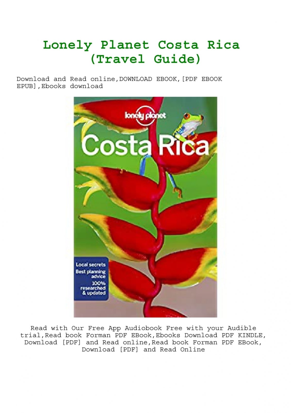 Downloadpdf Lonely Planet Costa Rica Travel Guide Pdf Download
